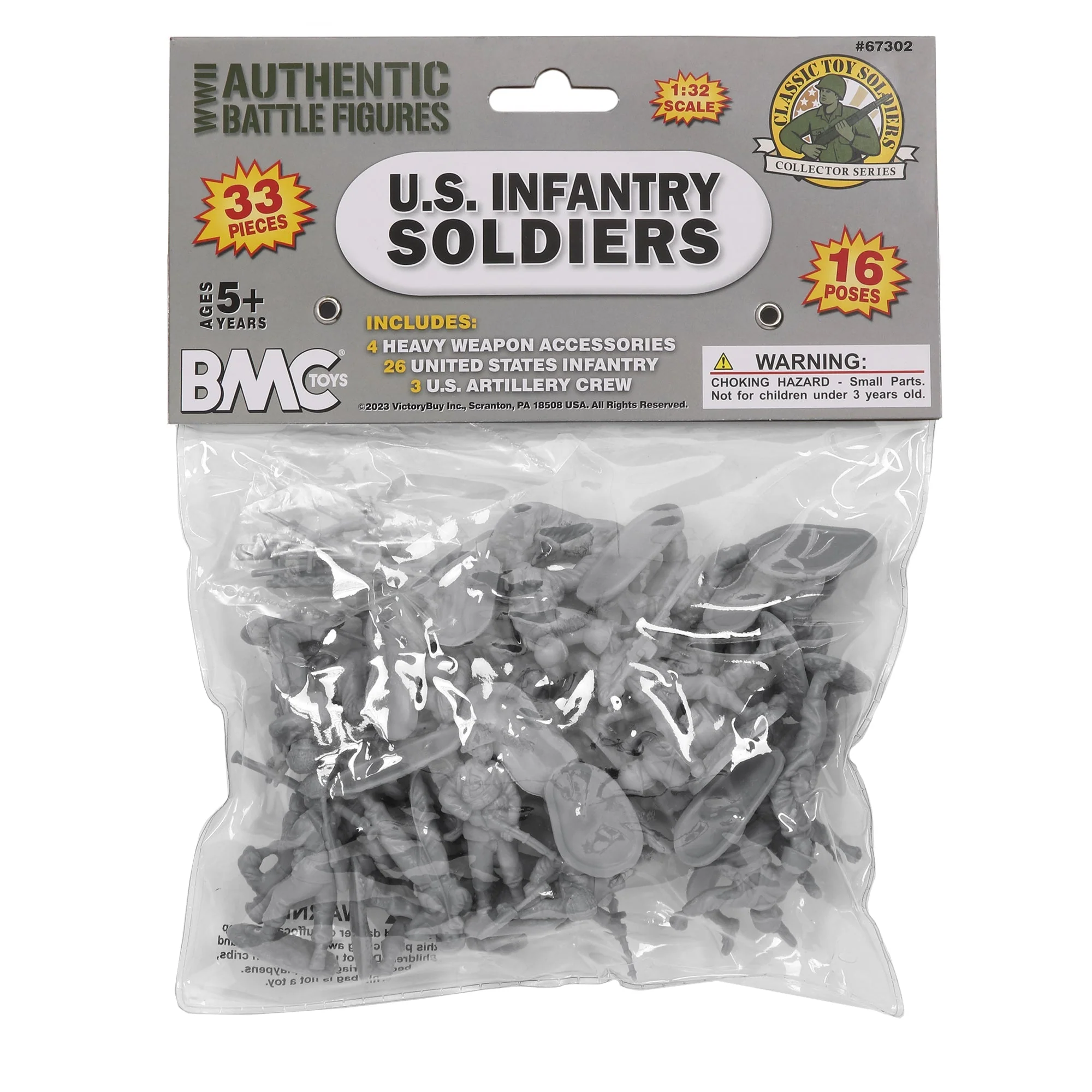 BMC CTS WW2 US Infantry Plastic Army Men - 33pc Gray 1:32 Soldier Figures - Image 8