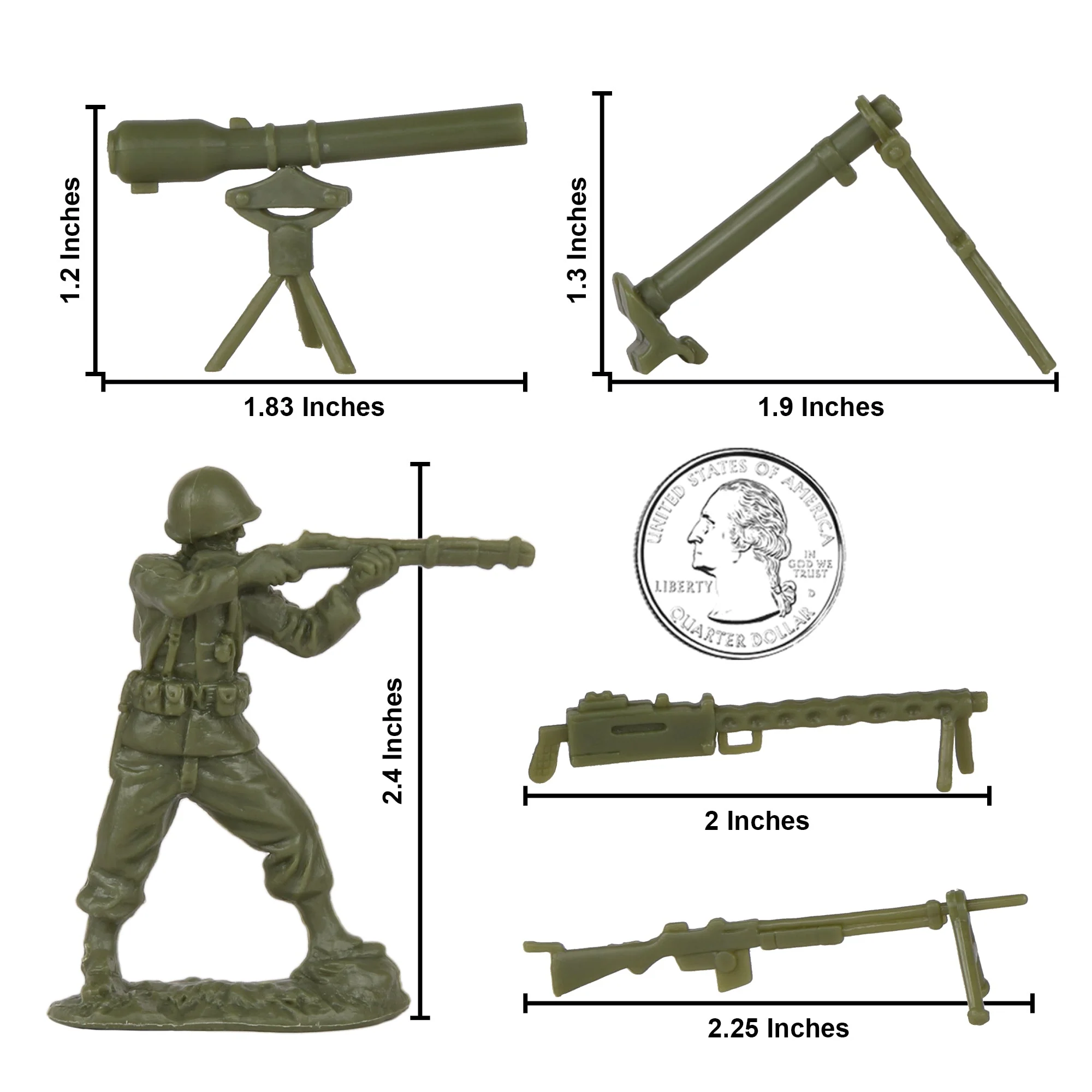 BMC CTS WW2 US Infantry Plastic Army Men - 33pc OD Green 1:32 Soldier Figures - Image 2