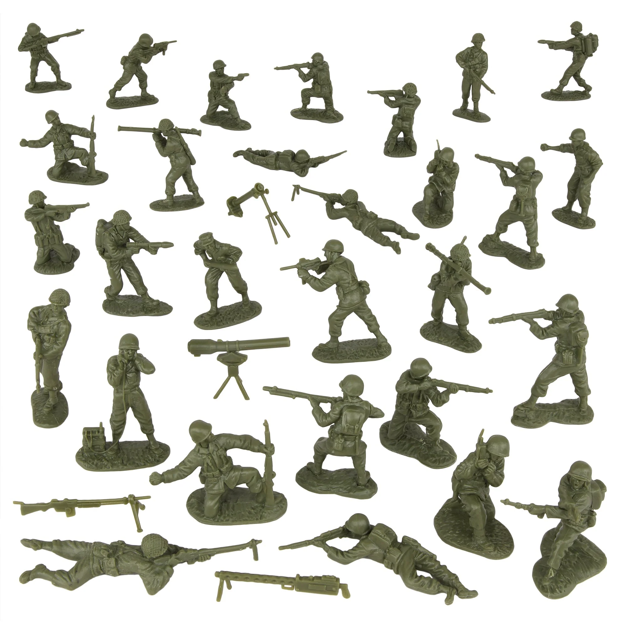 BMC CTS WW2 US Infantry Plastic Army Men - 33pc OD Green 1:32 Soldier Figures - Image 5