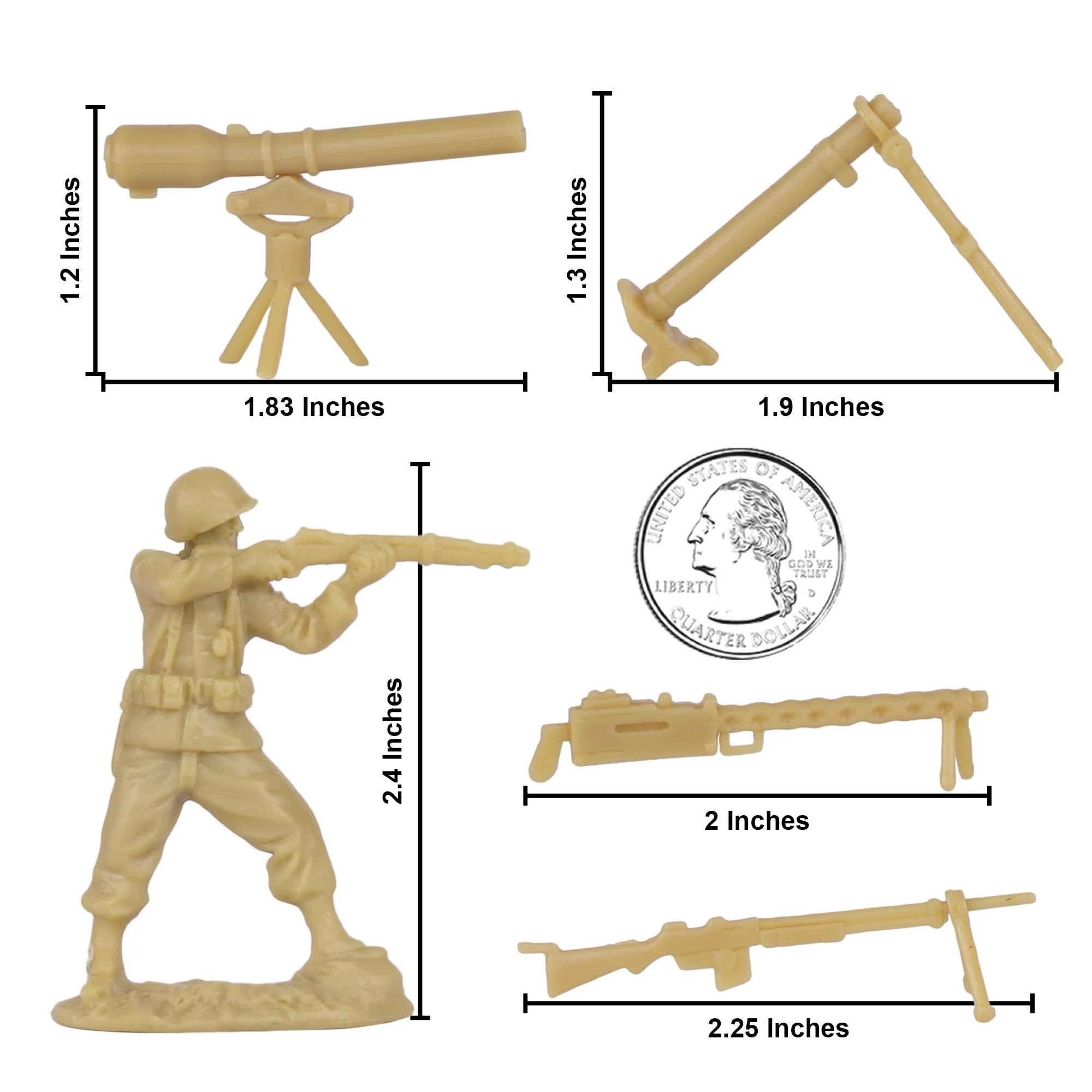 BMC CTS WW2 US Infantry Plastic Army Men - 33pc Tan 1:32 Soldier Figures - Image 2