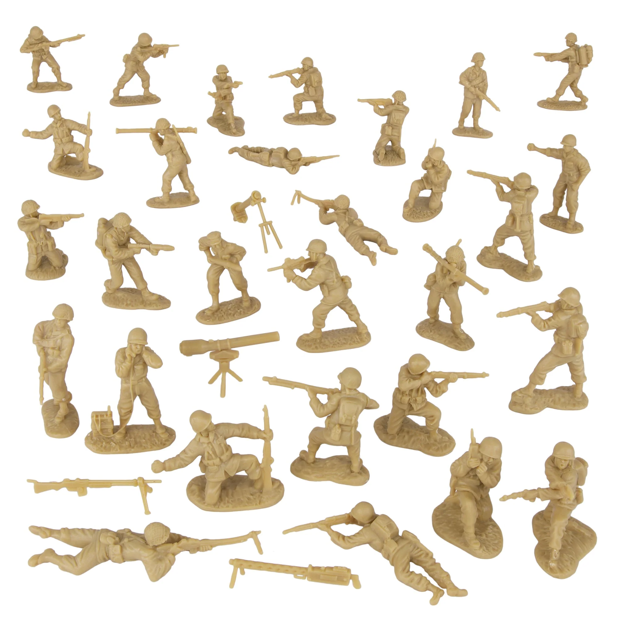 BMC CTS WW2 US Infantry Plastic Army Men - 33pc Tan 1:32 Soldier Figures - Image 5