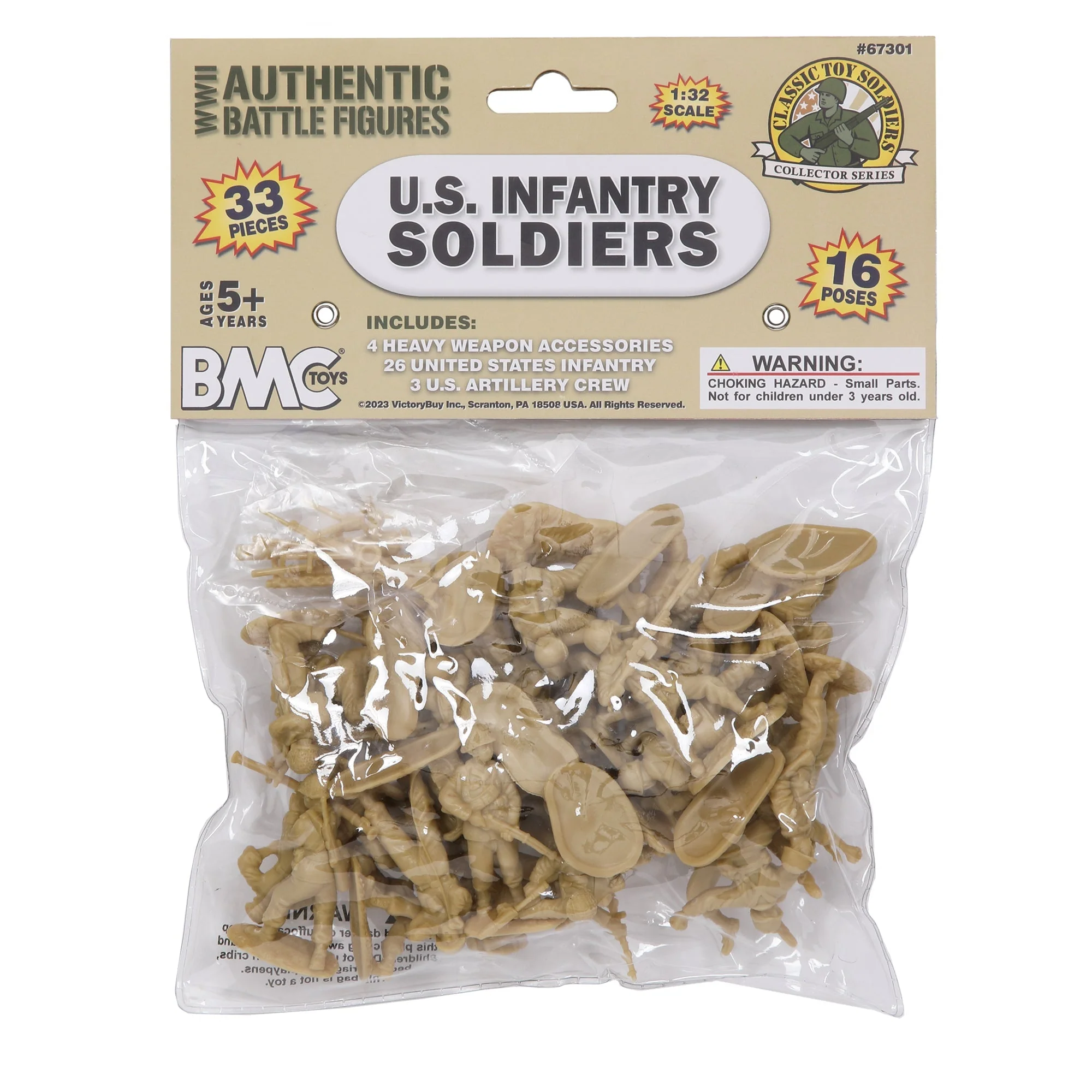 BMC CTS WW2 US Infantry Plastic Army Men - 33pc Tan 1:32 Soldier Figures - Image 8