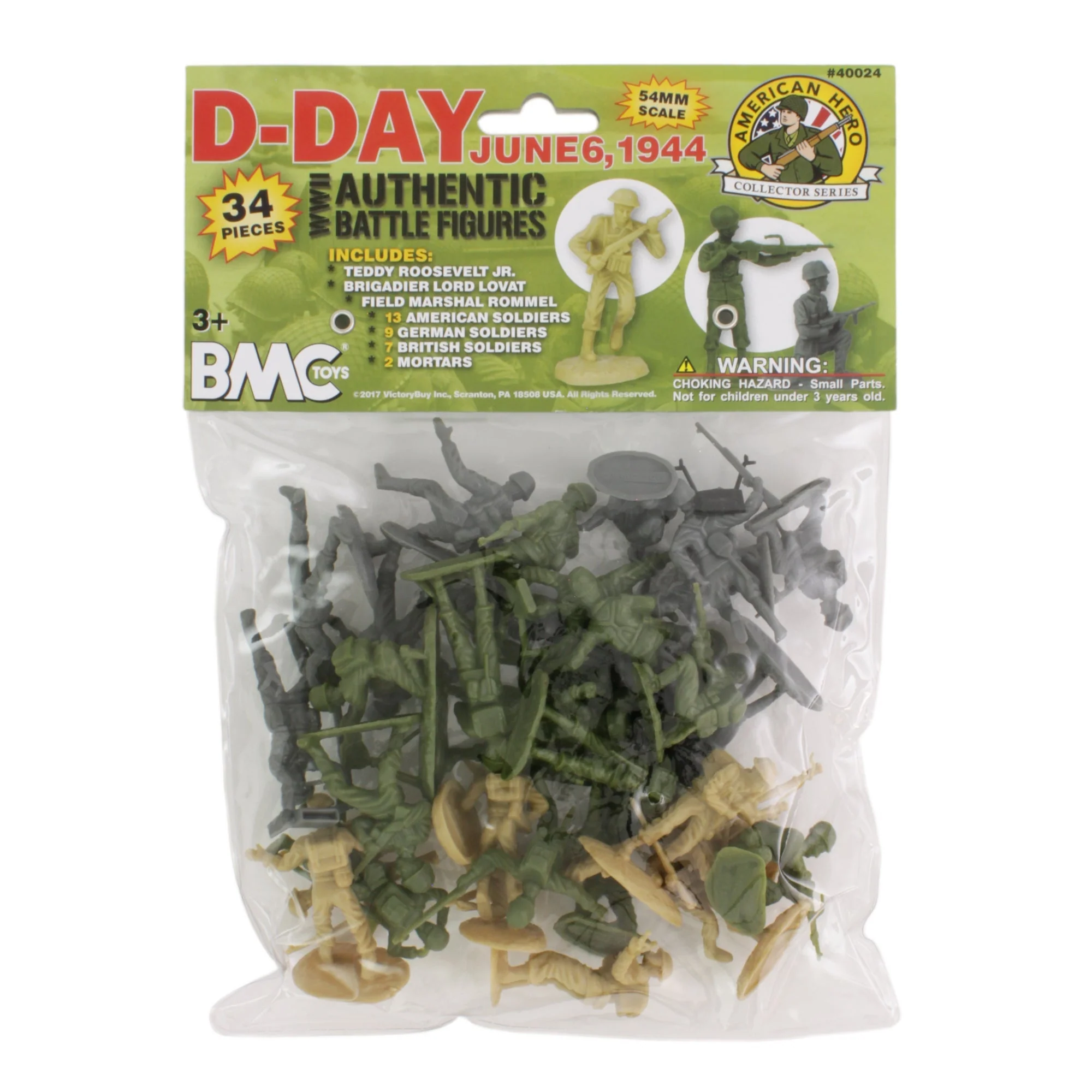 BMC WW2 D-Day Plastic Army Men - 34 American, British, German Soldier Figures - Image 7