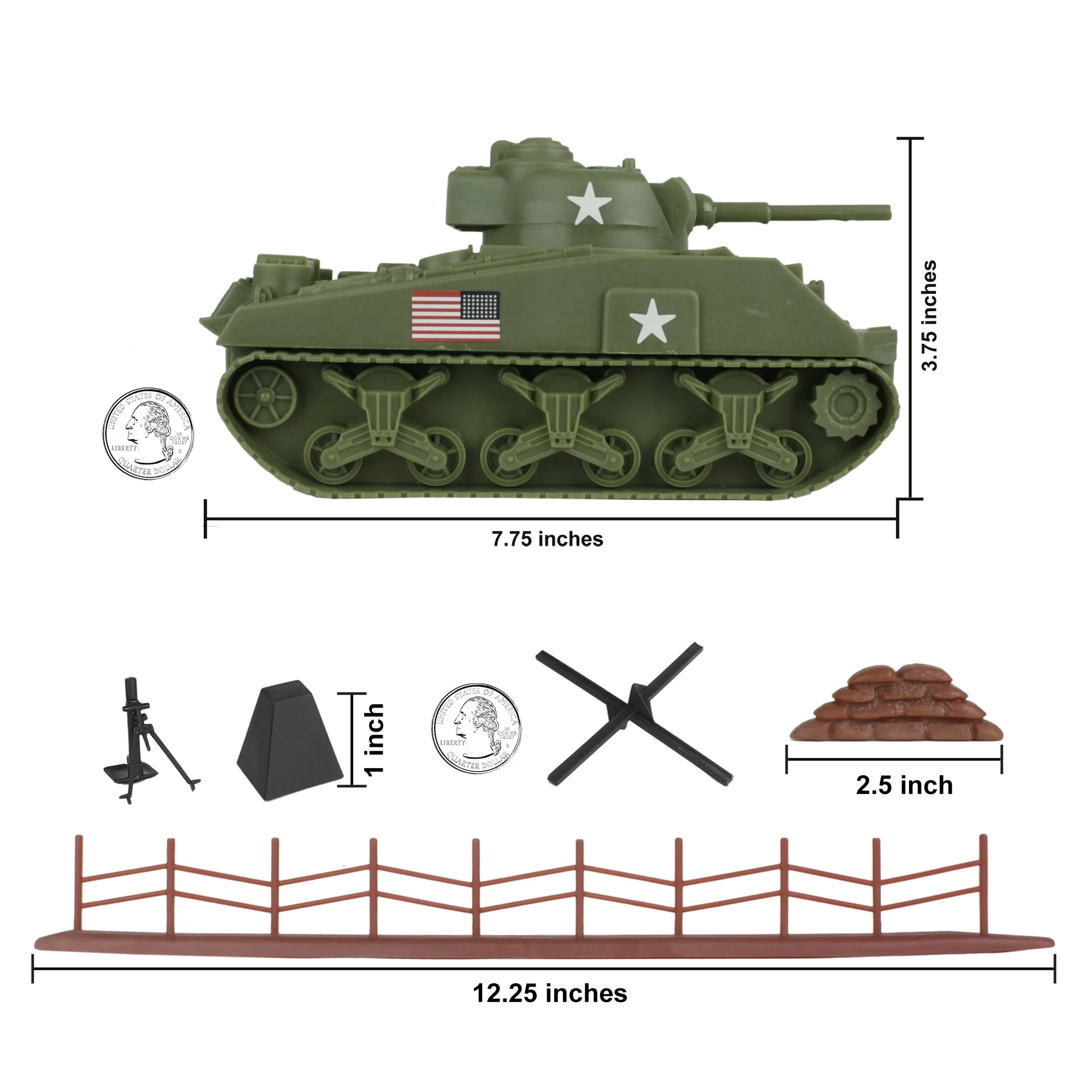 BMC WW2 D-Day Tank Battle - 36pc Plastic Army Men Playset - Image 2