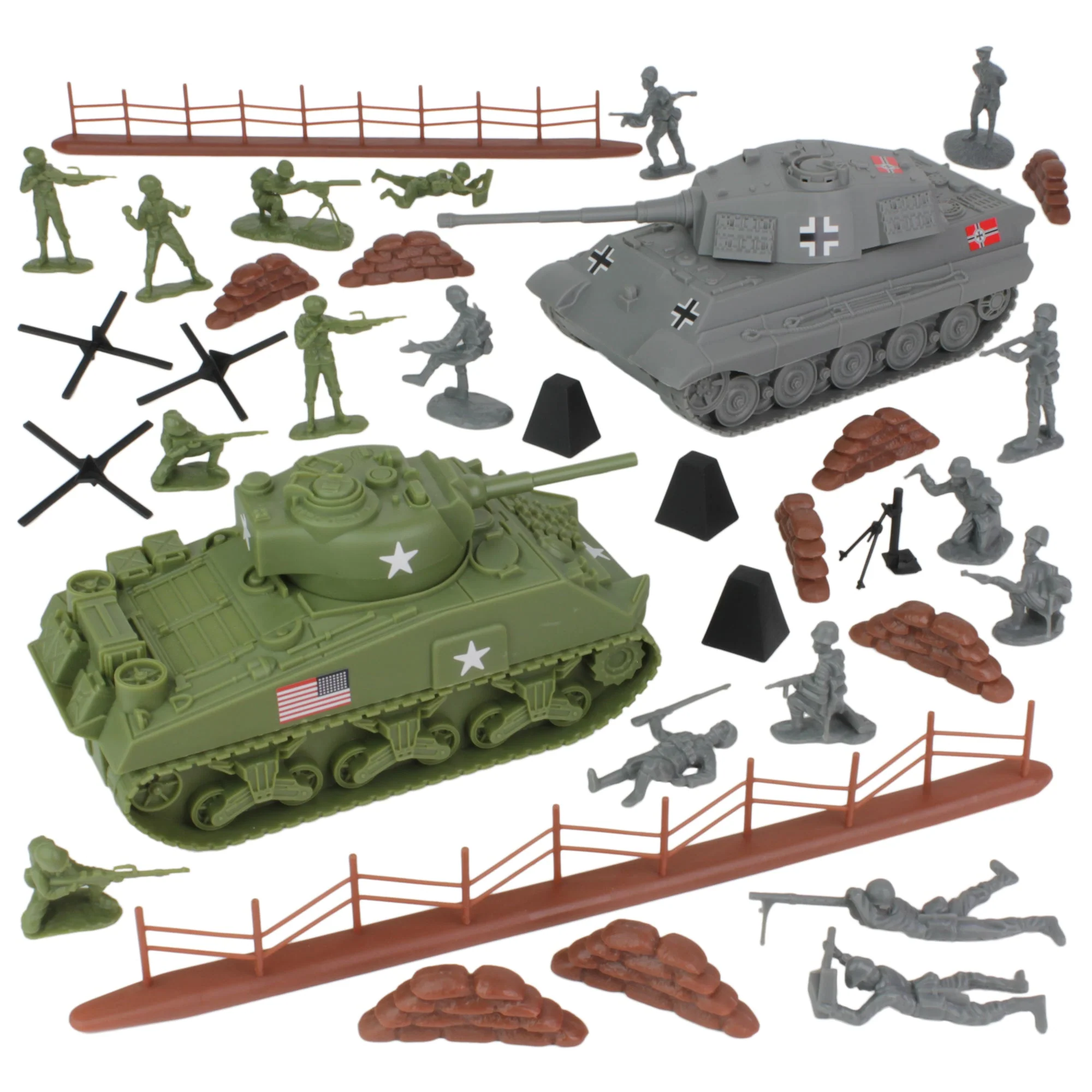 BMC WW2 D-Day Tank Battle - 36pc Plastic Army Men Playset - Image 7