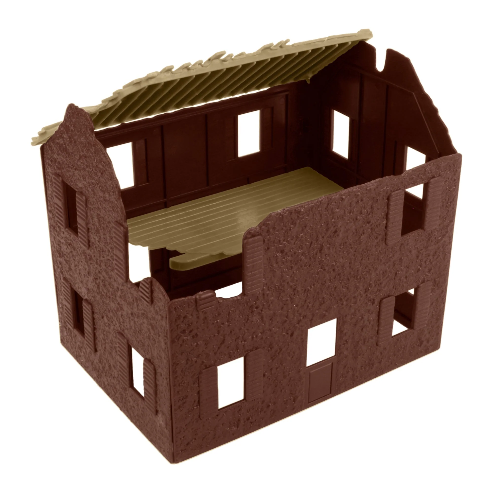 BMC WW2 Bombed French Farm House - Brown Plastic Army Men Playset Accessory - Image 5