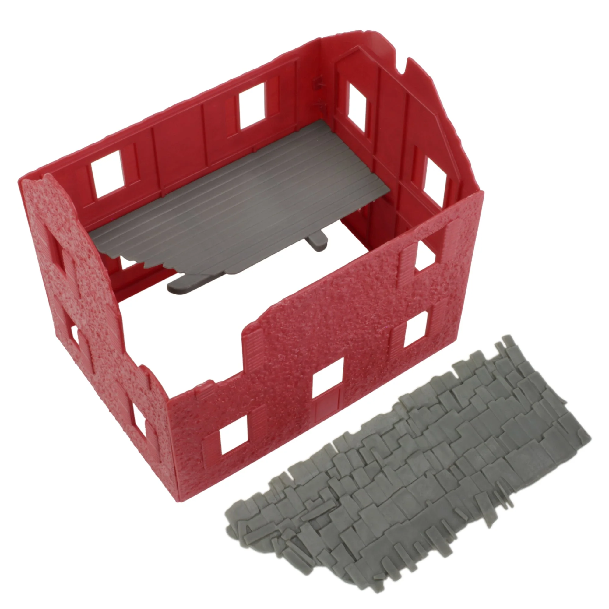 BMC WW2 Bombed French Farm House - Barn Red Plastic Army Men Playset Accessory - Image 2