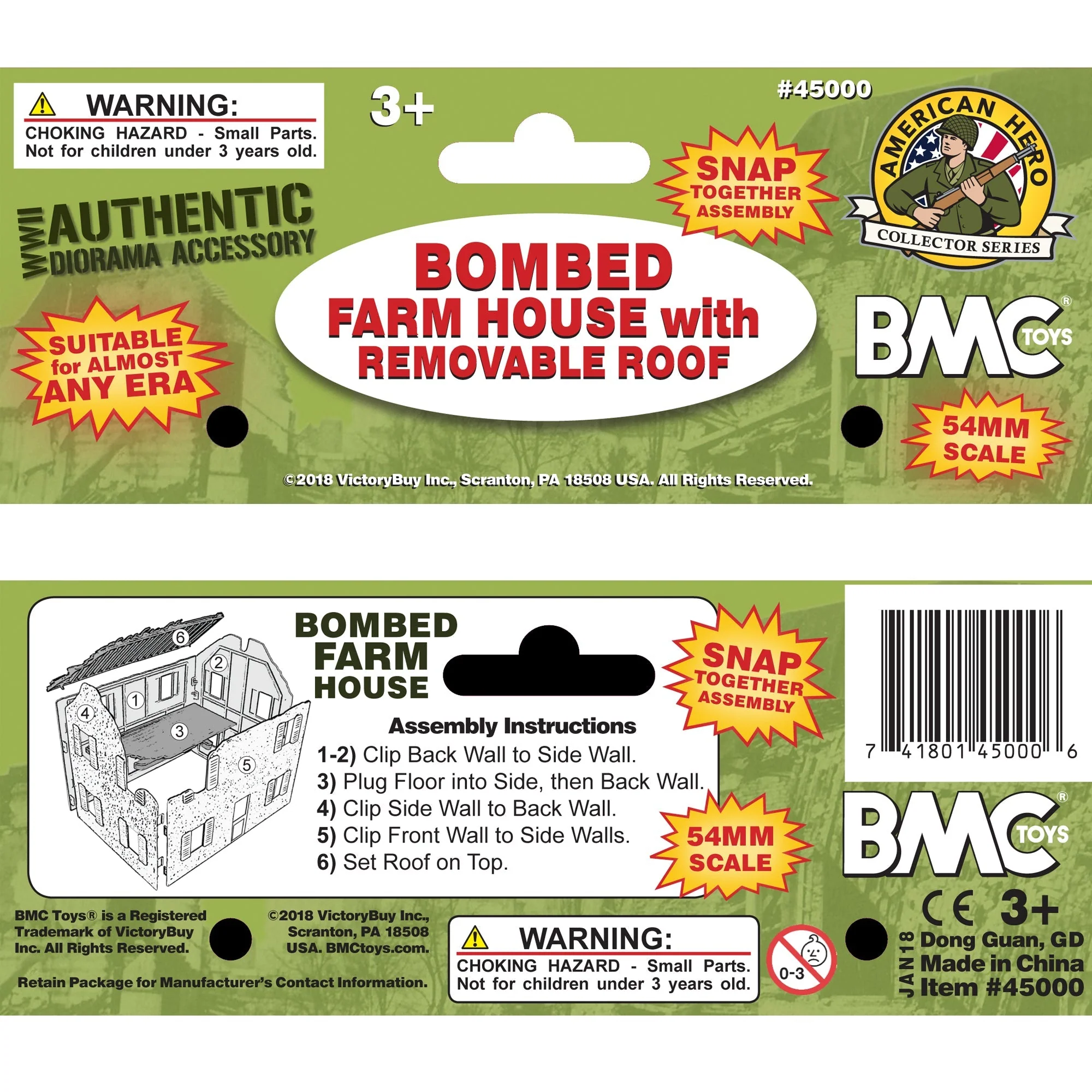 BMC WW2 Bombed French Farm House - Barn Red Plastic Army Men Playset Accessory - Image 7