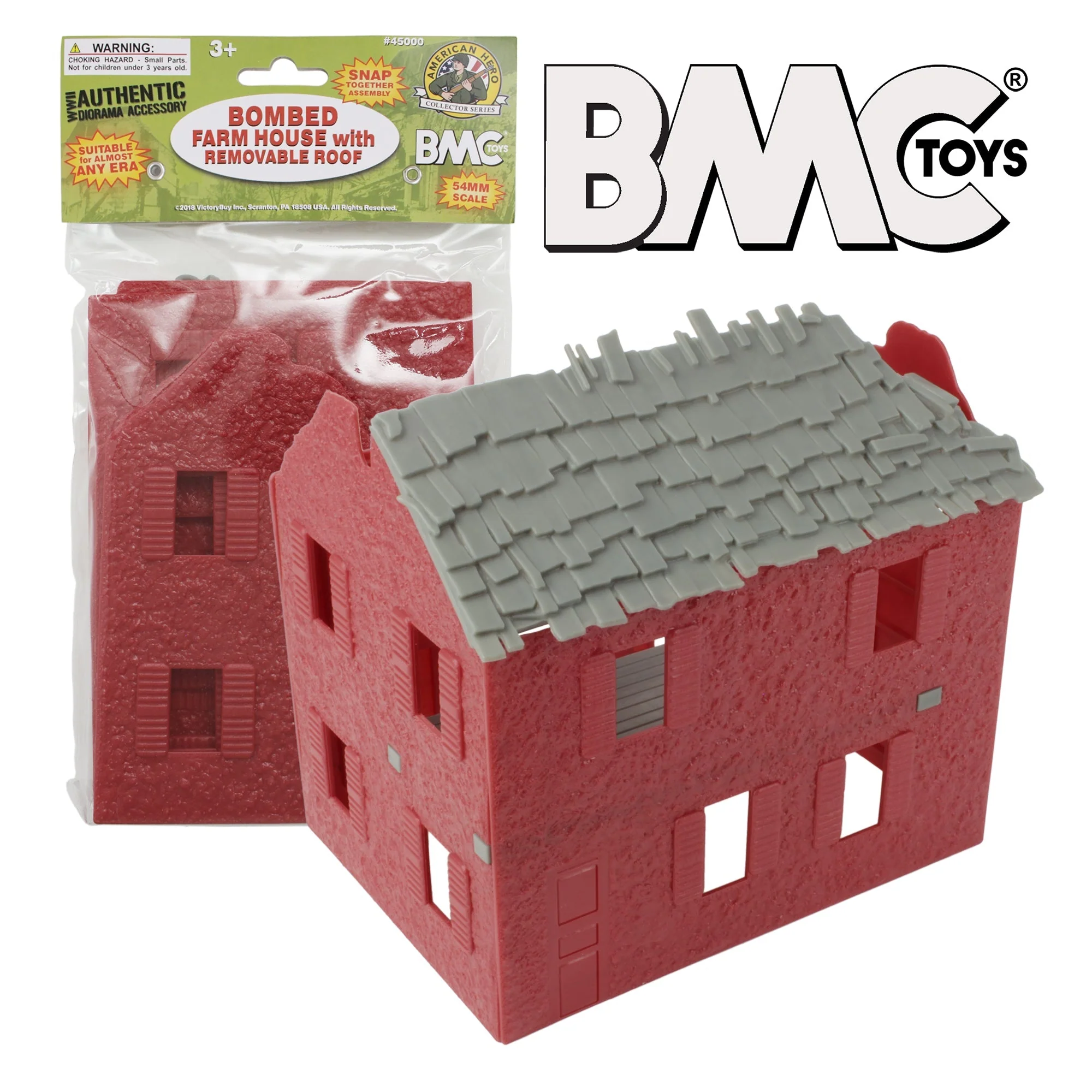 BMC WW2 Bombed French Farm House - Barn Red Plastic Army Men Playset Accessory - Image 8