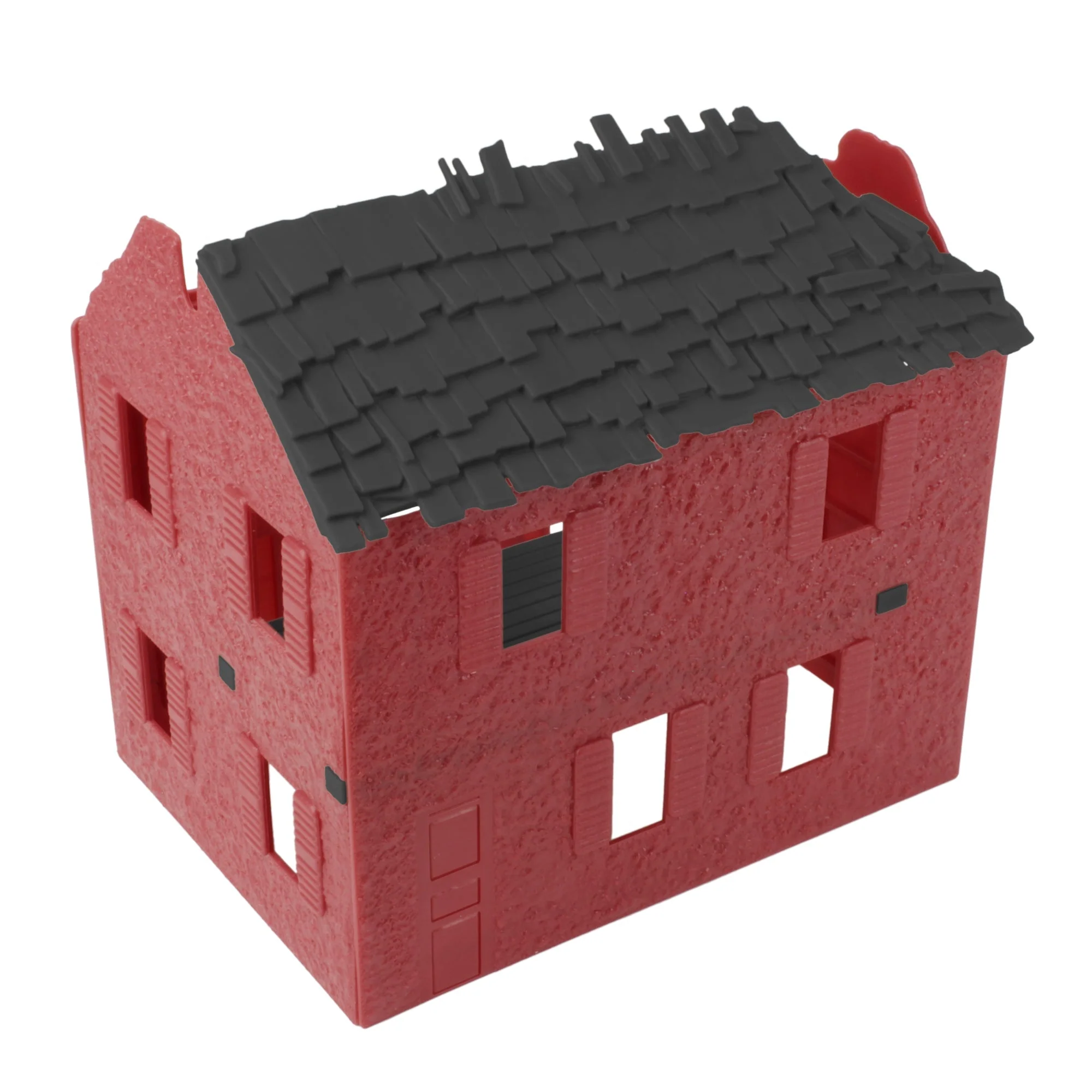 BMC ARW Ruined Colonial Farm House - Barn Red Plastic Army Men Playset Accessory