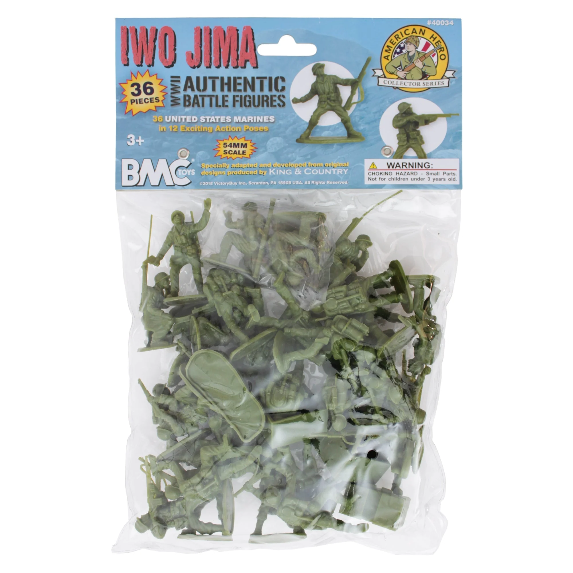 BMC WW2 Iwo Jima US Marines Plastic Army Men - 36 American Soldier Figures - Image 6