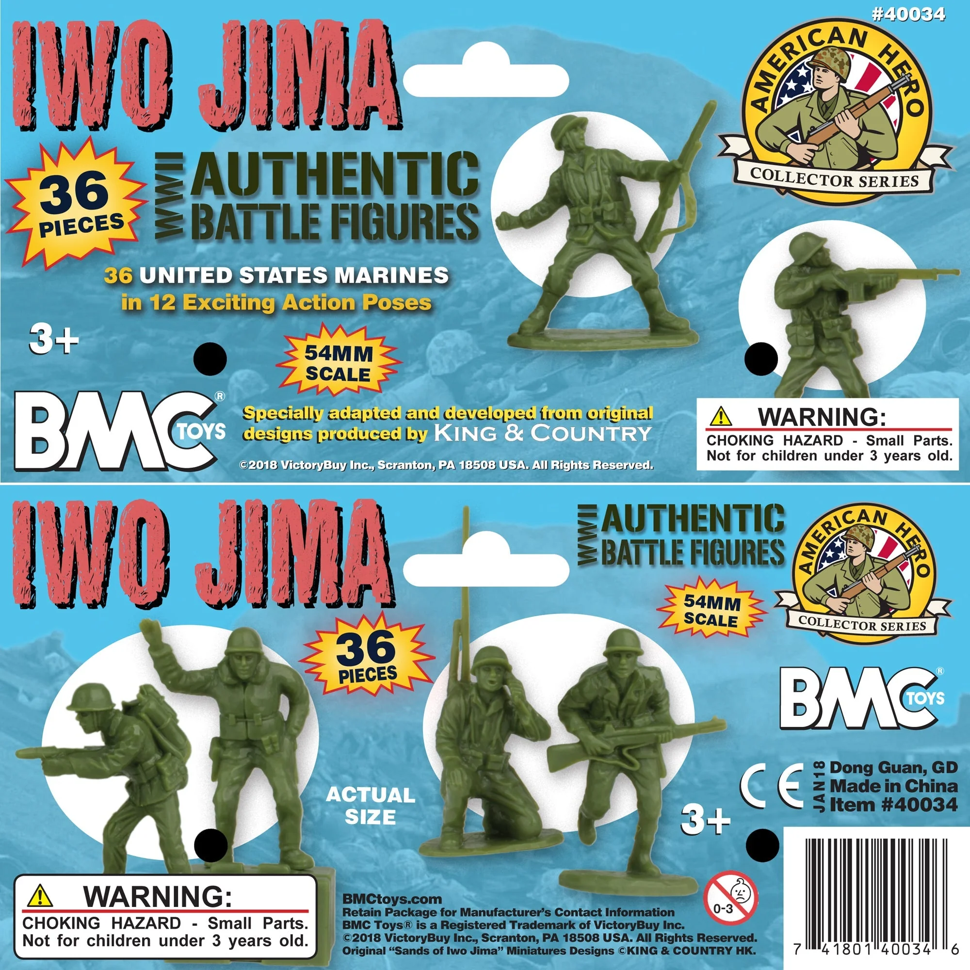 BMC WW2 Iwo Jima US Marines Plastic Army Men - 36 American Soldier Figures - Image 7