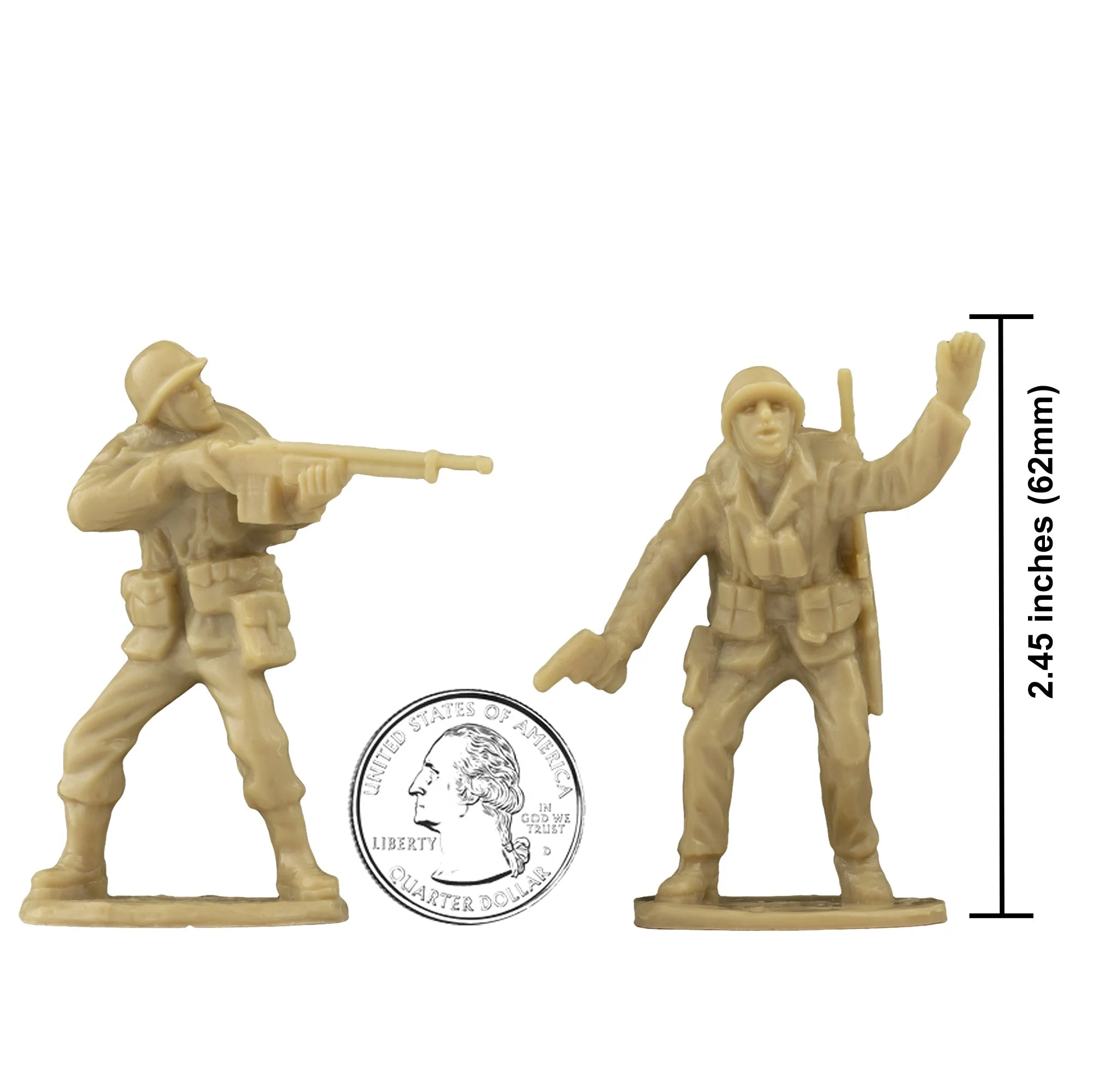 BMC WW2 Iwo Jima US Marines Plastic Army Men - 36 Tan American Soldier Figures - Image 2