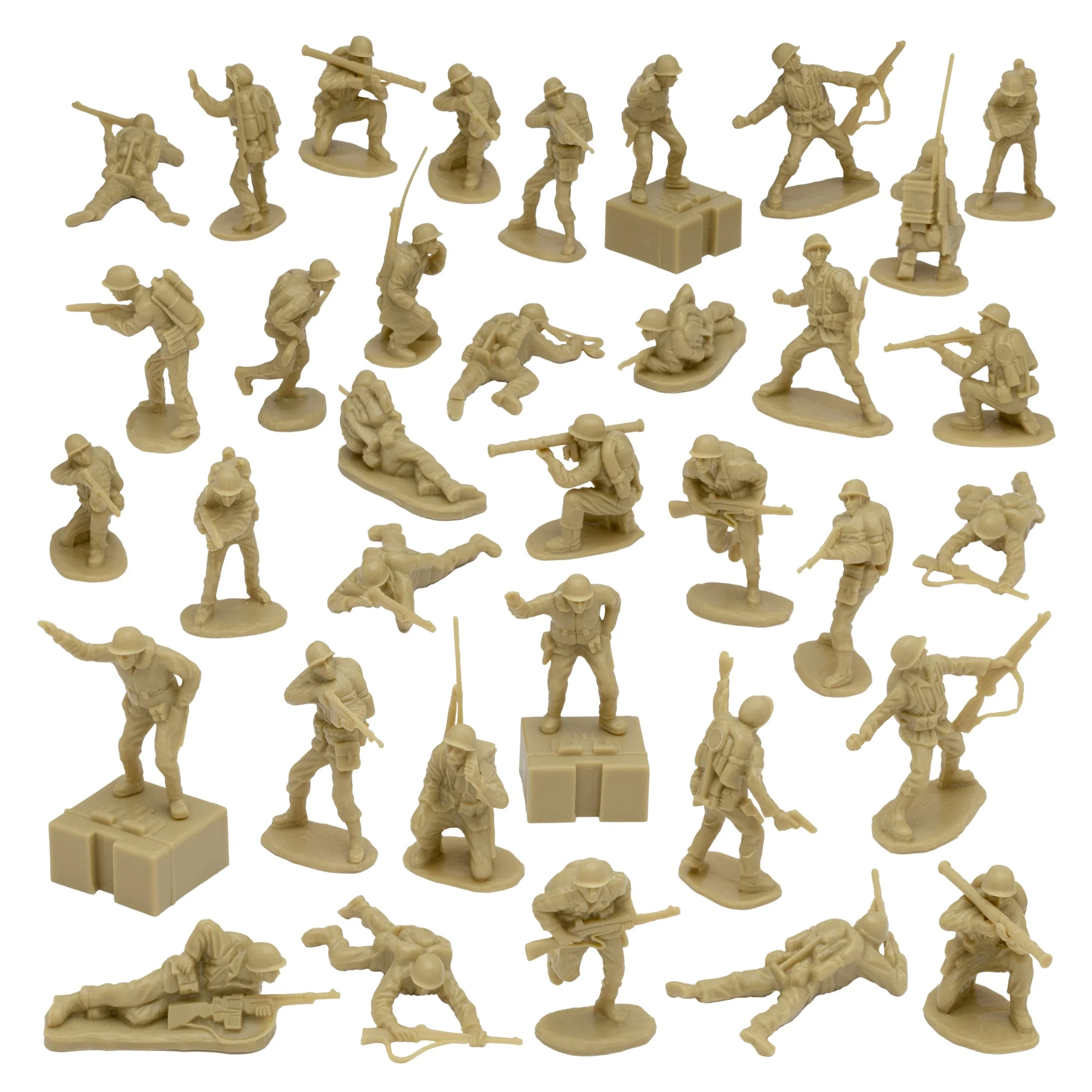 BMC WW2 Iwo Jima US Marines Plastic Army Men - 36 Tan American Soldier Figures - Image 4