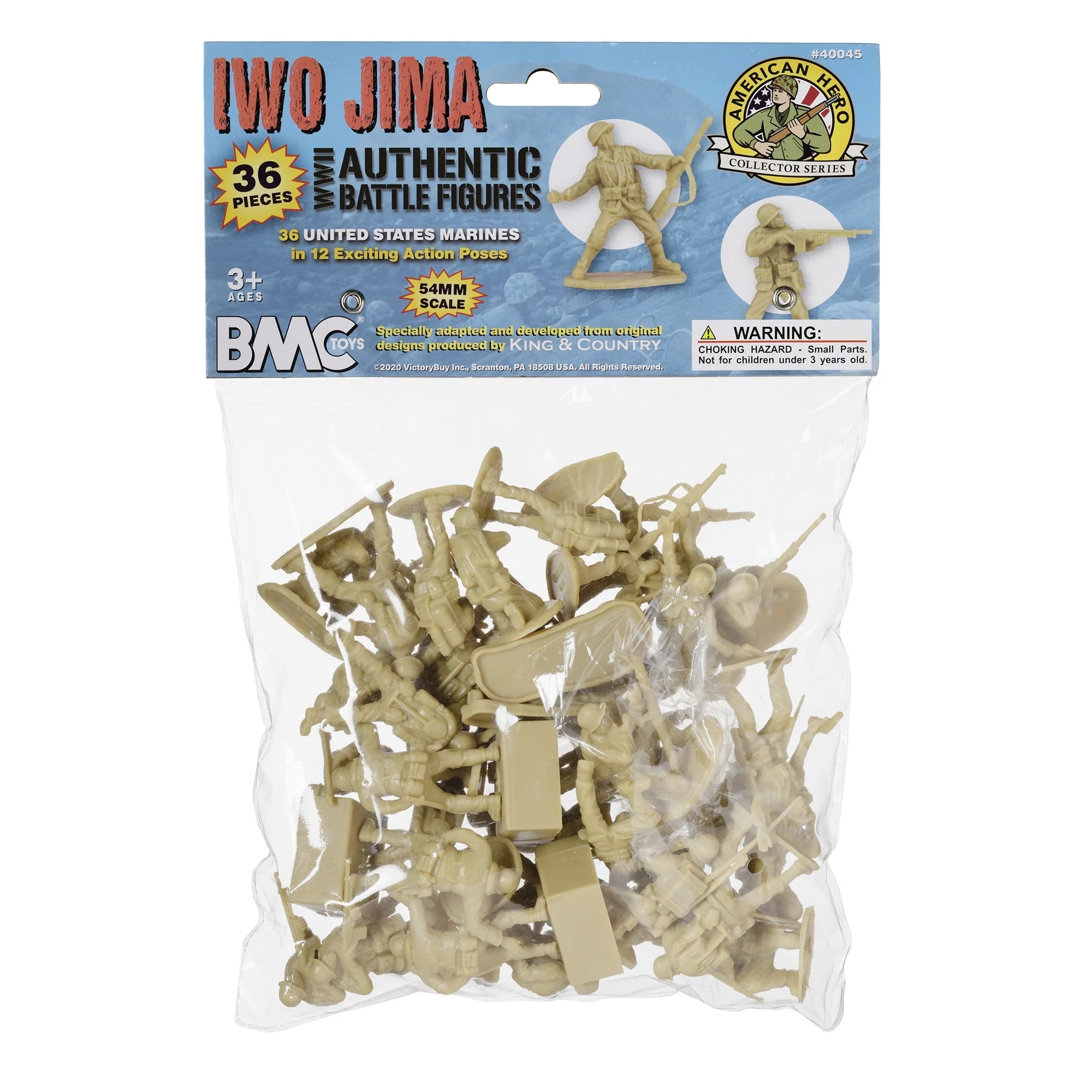 BMC WW2 Iwo Jima US Marines Plastic Army Men - 36 Tan American Soldier Figures - Image 5