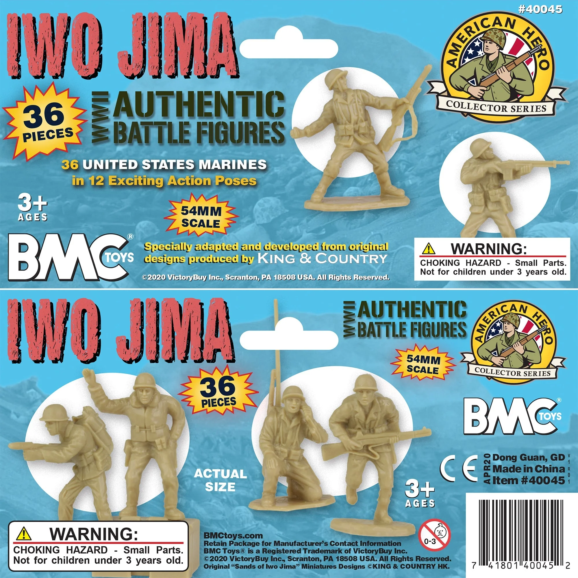 BMC WW2 Iwo Jima US Marines Plastic Army Men - 36 Tan American Soldier Figures - Image 6