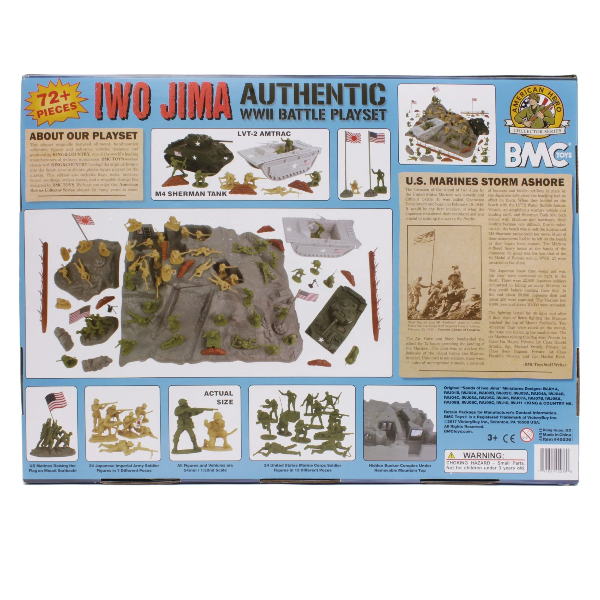 BMC WW2 Iwo Jima Plastic Army Men - Island, Tanks & Soldiers 72pc Playset - Image 14
