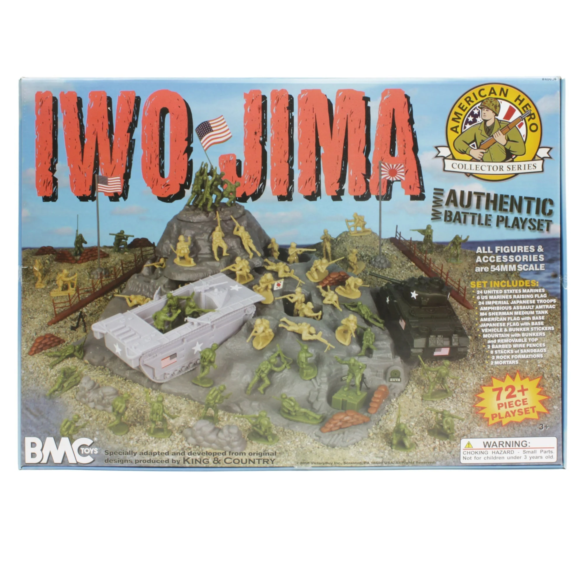 BMC WW2 Iwo Jima Plastic Army Men - Island, Tanks & Soldiers 72pc Playset - Image 2