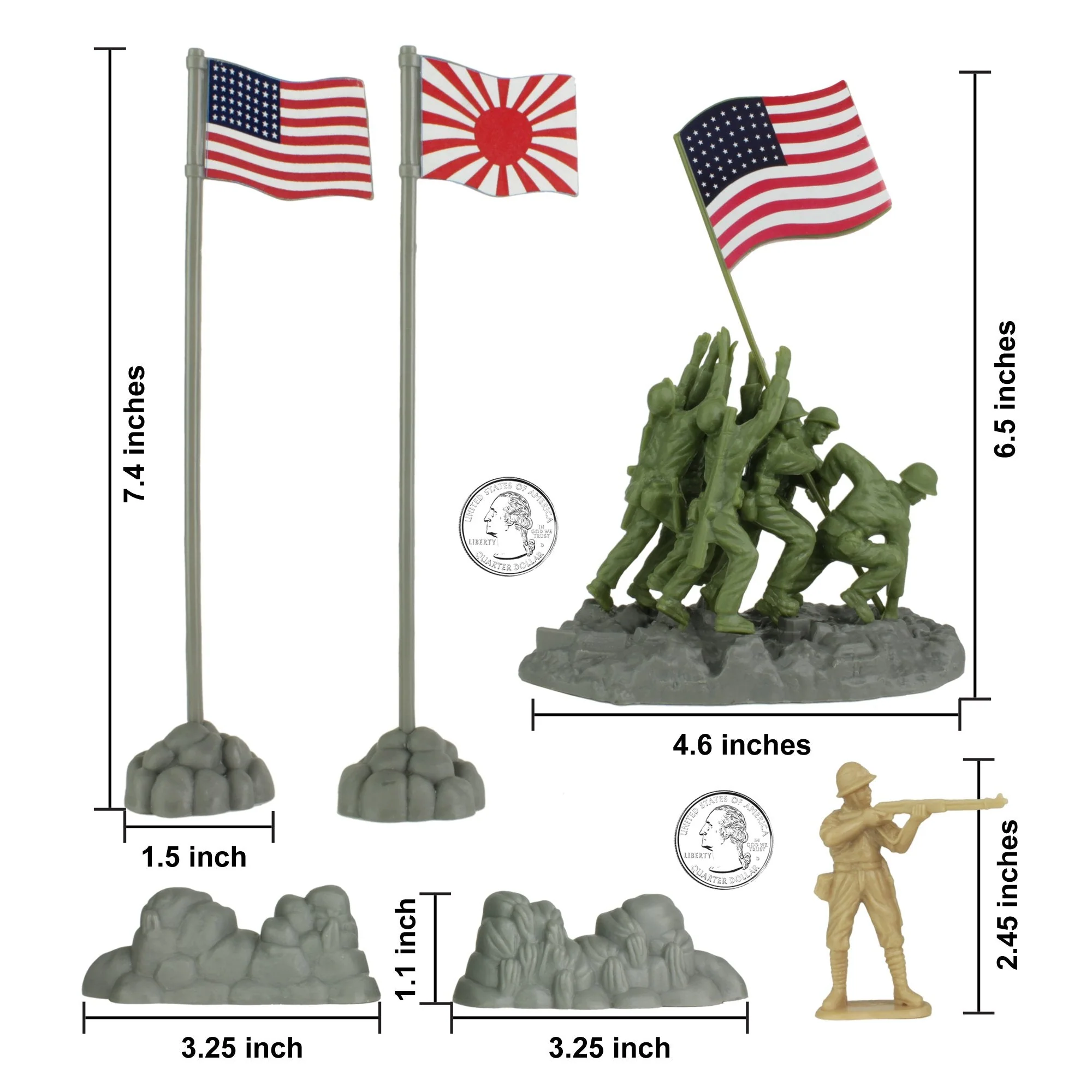 BMC WW2 Iwo Jima Plastic Army Men - Island, Tanks & Soldiers 72pc Playset - Image 4
