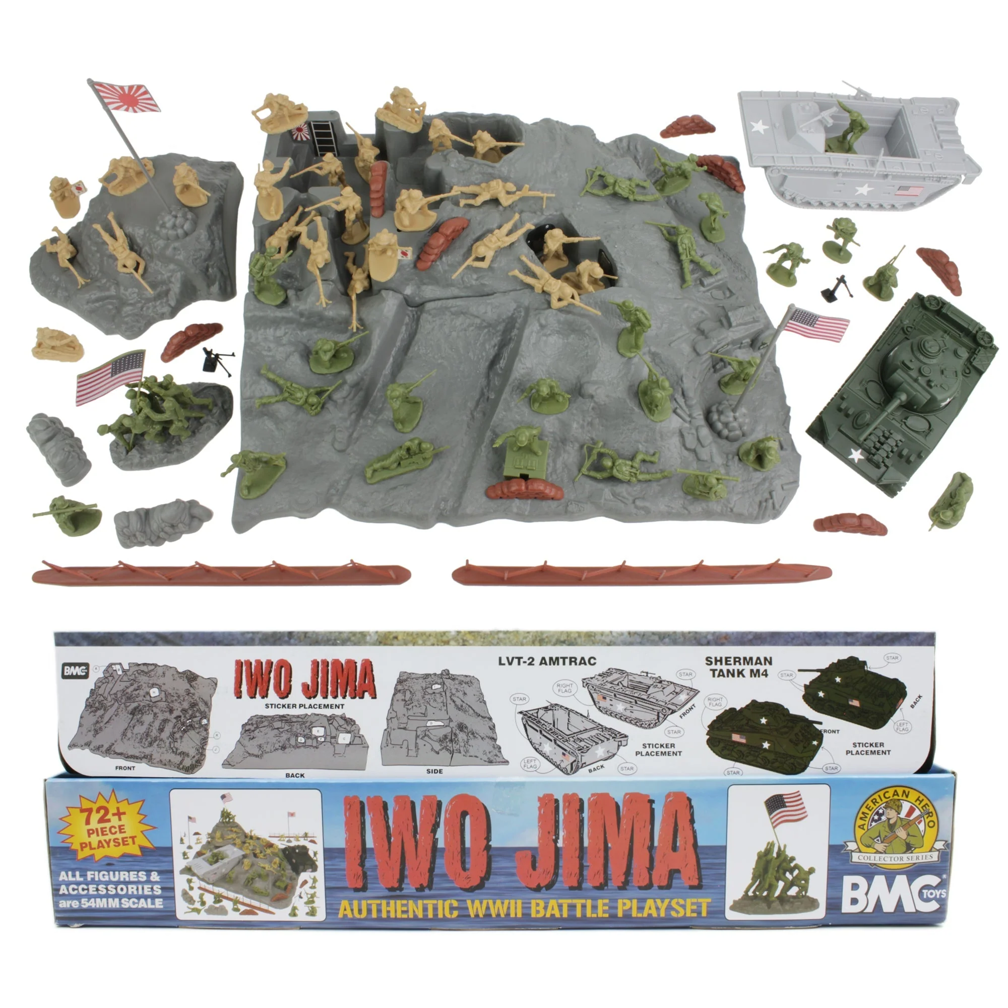 BMC WW2 Iwo Jima Plastic Army Men - Island, Tanks & Soldiers 72pc Playset - Image 7