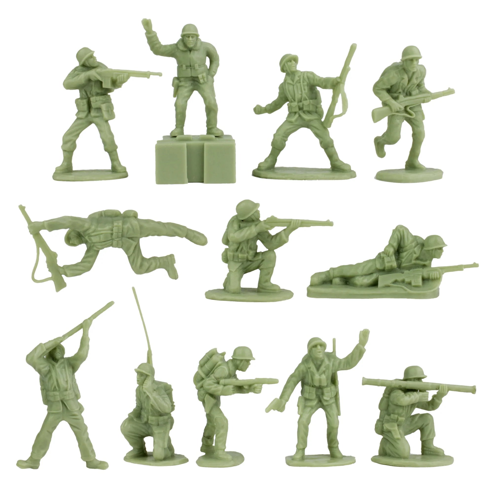 BMC WW2 Iwo Jima Plastic Army Men 32pc Sage US & Butternut Japan Soldier Figures - Image 2