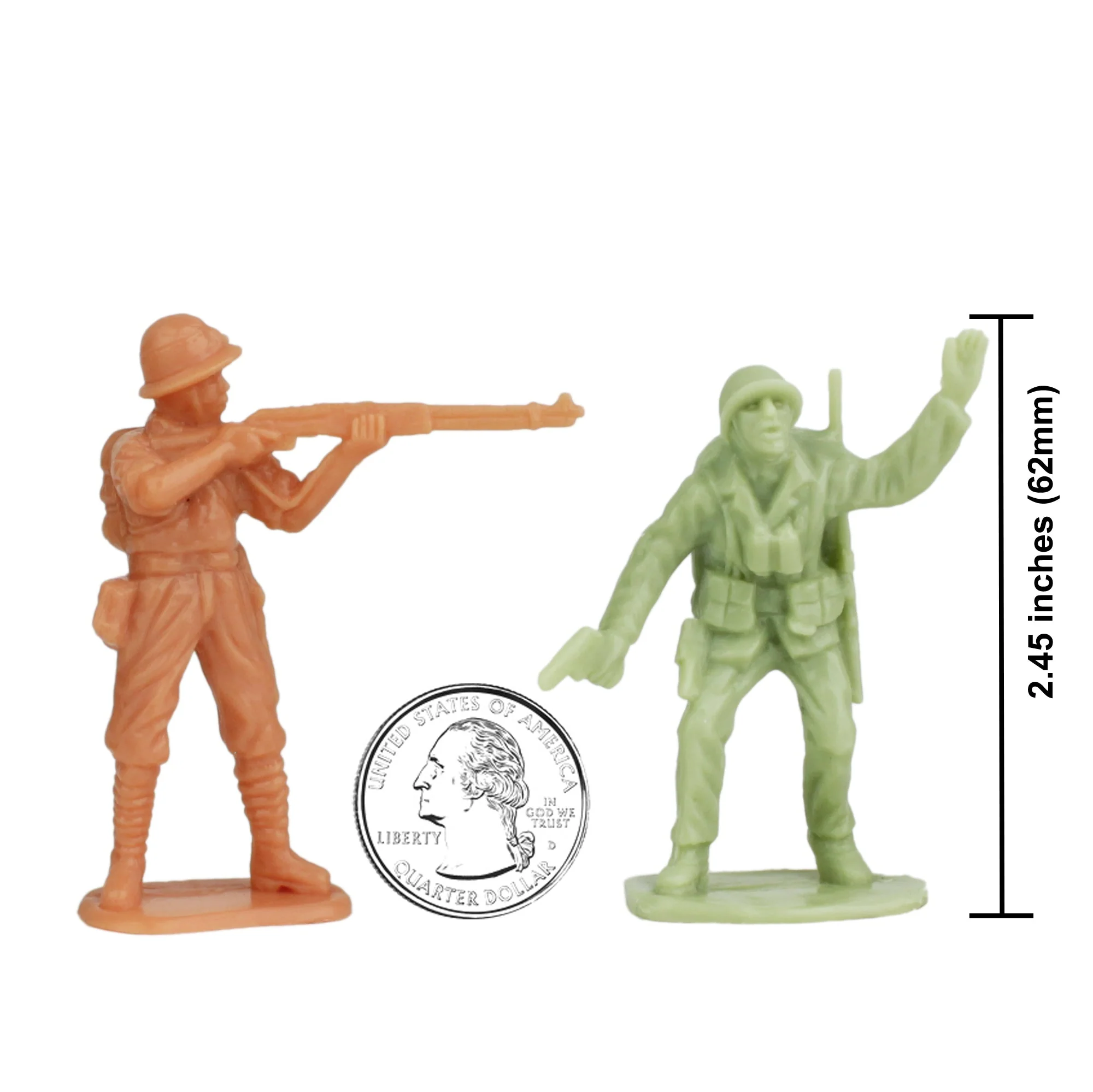 BMC WW2 Iwo Jima Plastic Army Men 32pc Sage US & Butternut Japan Soldier Figures - Image 3