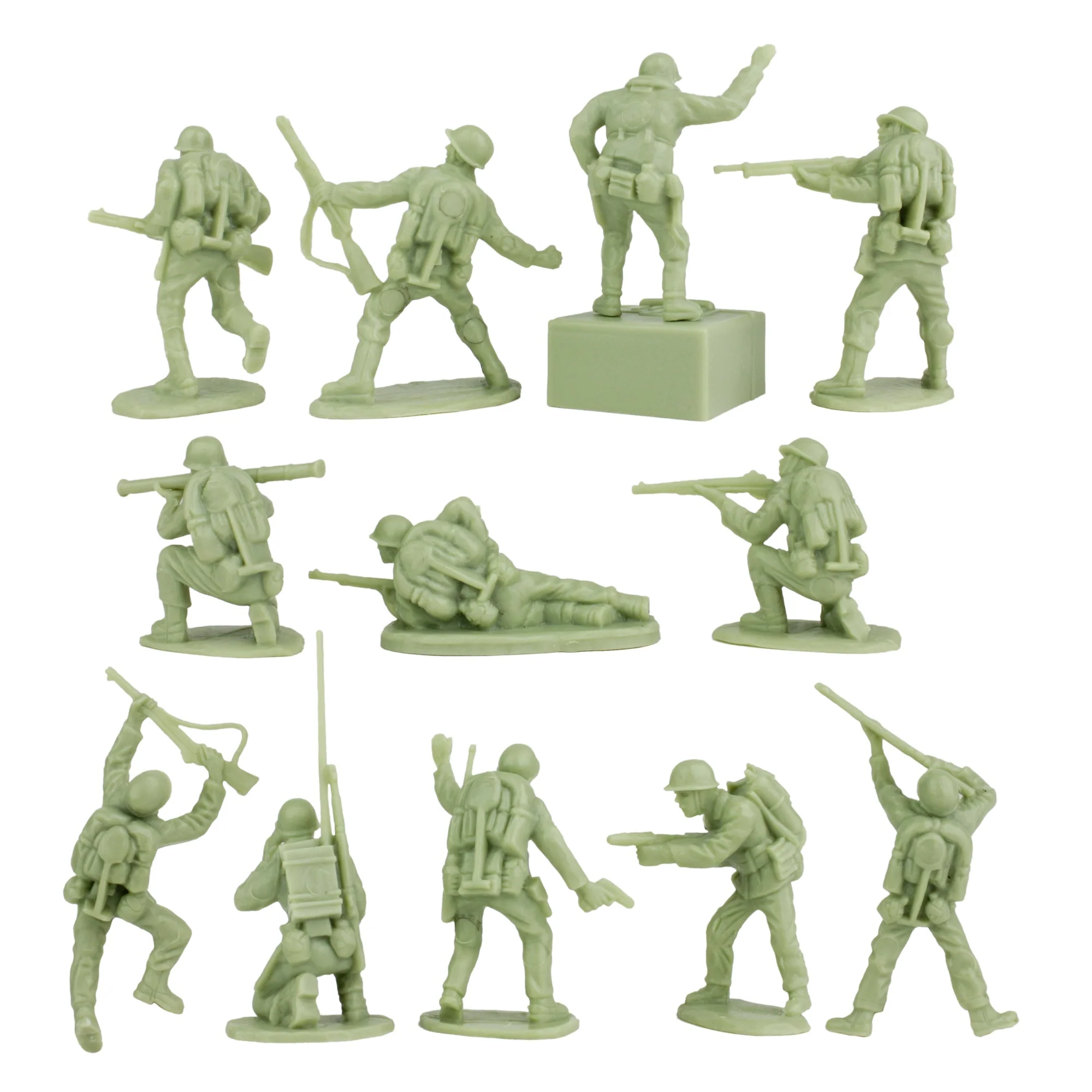 BMC WW2 Iwo Jima Plastic Army Men 32pc Sage US & Butternut Japan Soldier Figures - Image 6