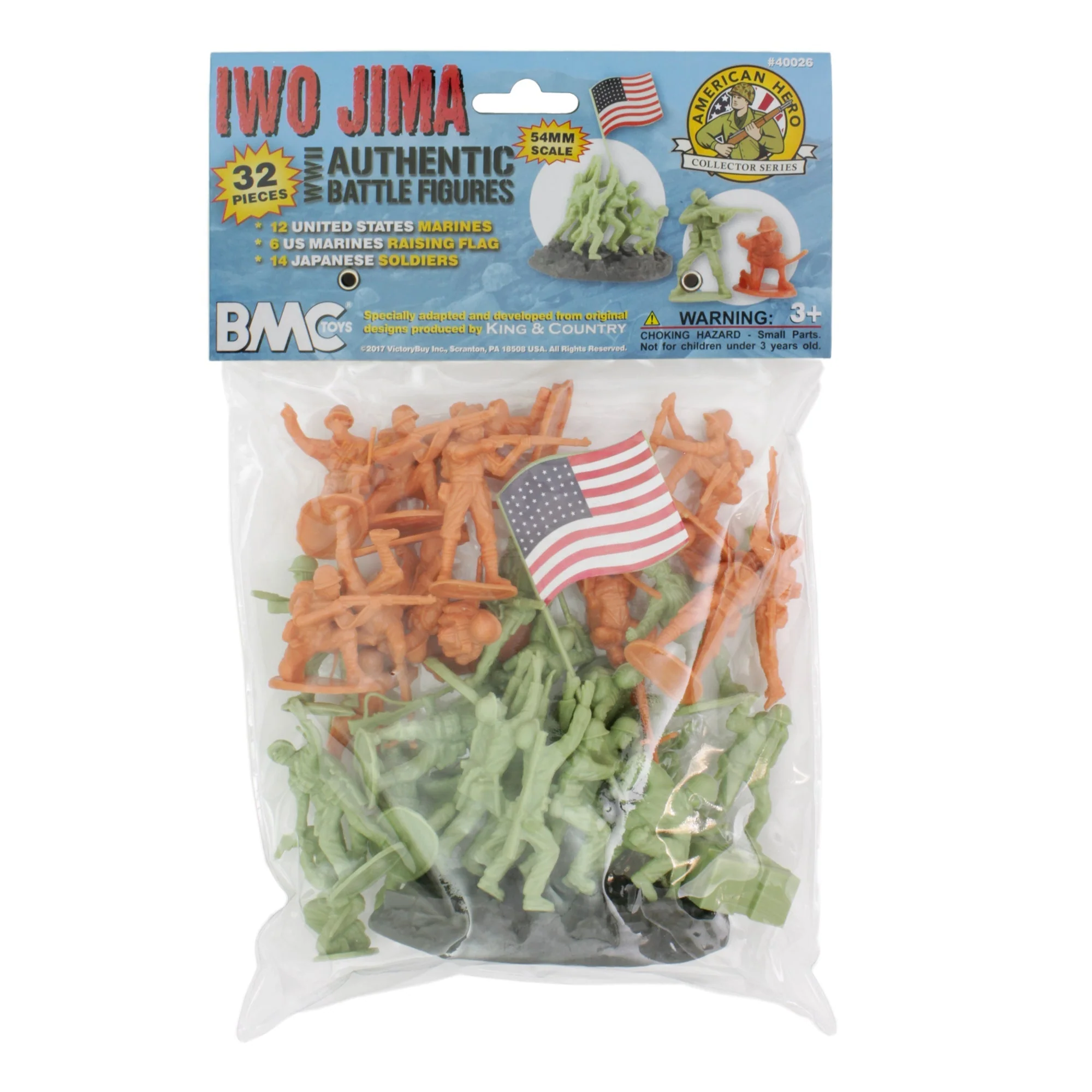 BMC WW2 Iwo Jima Plastic Army Men 32pc Sage US & Butternut Japan Soldier Figures - Image 7