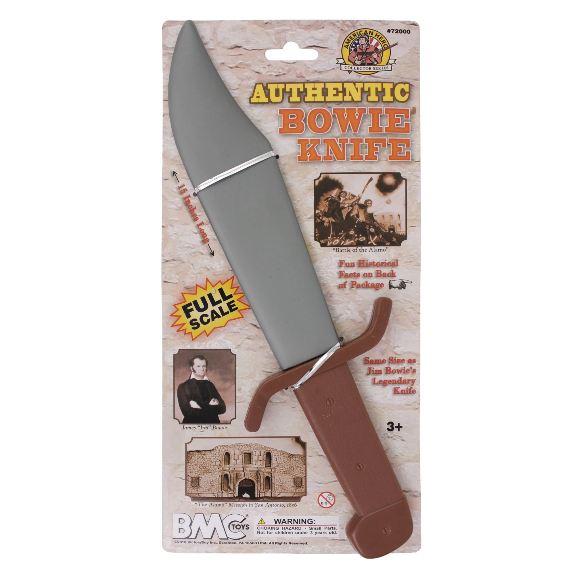 BMC The Alamo Jim Bowie Knife Toy - 15 inch long Life Size Plastic Costume Prop
