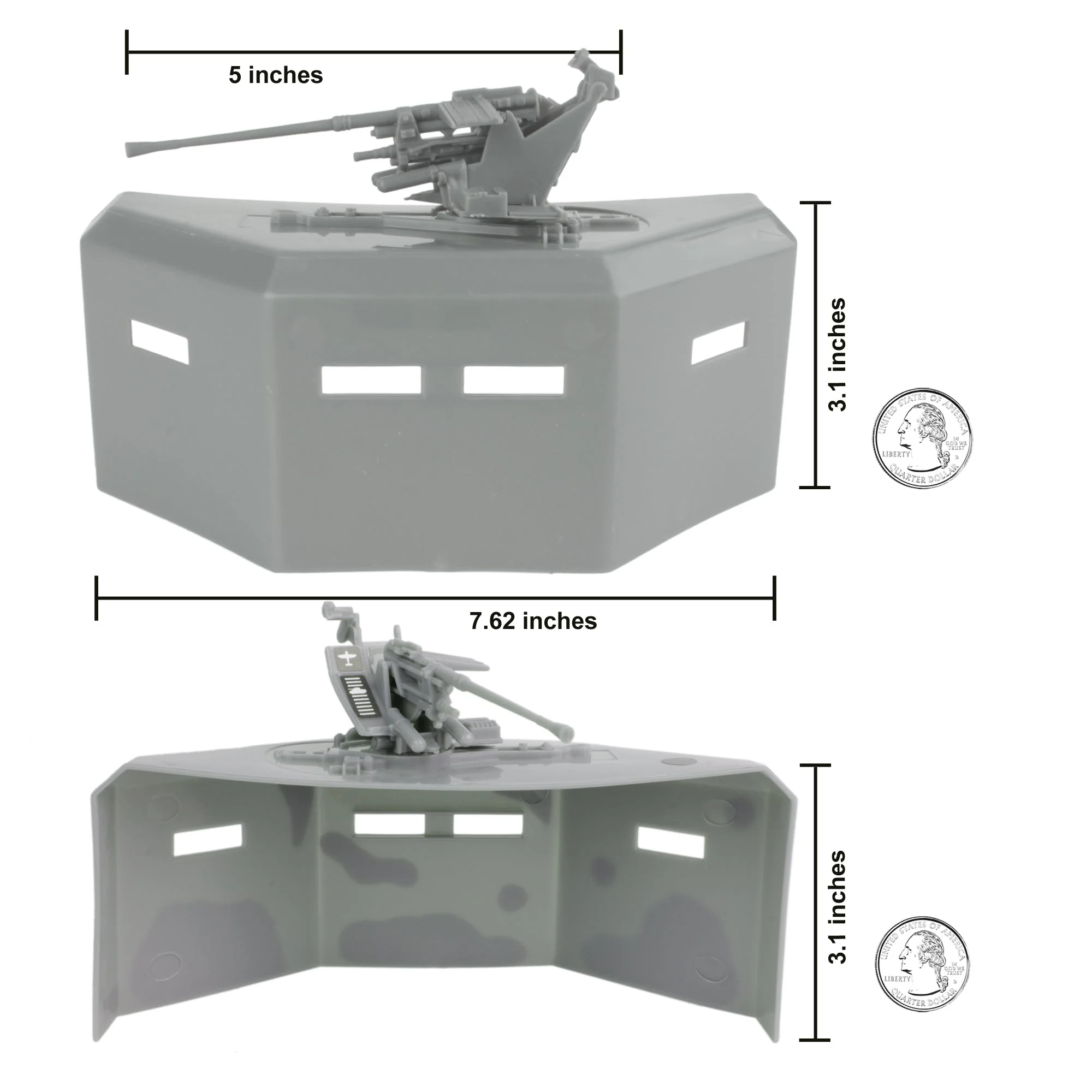 BMC WW2 Pillbox Bunker Defense & Artillery - 1:32 Accessory for Plastic Army Men - Image 2
