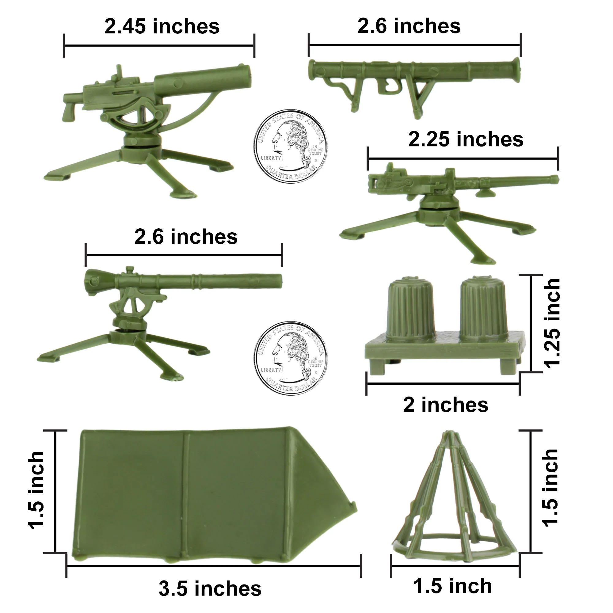 BMC Bucket of Plastic Army People - Tan vs Green 101pc Soldier Playset - US Made - Image 7