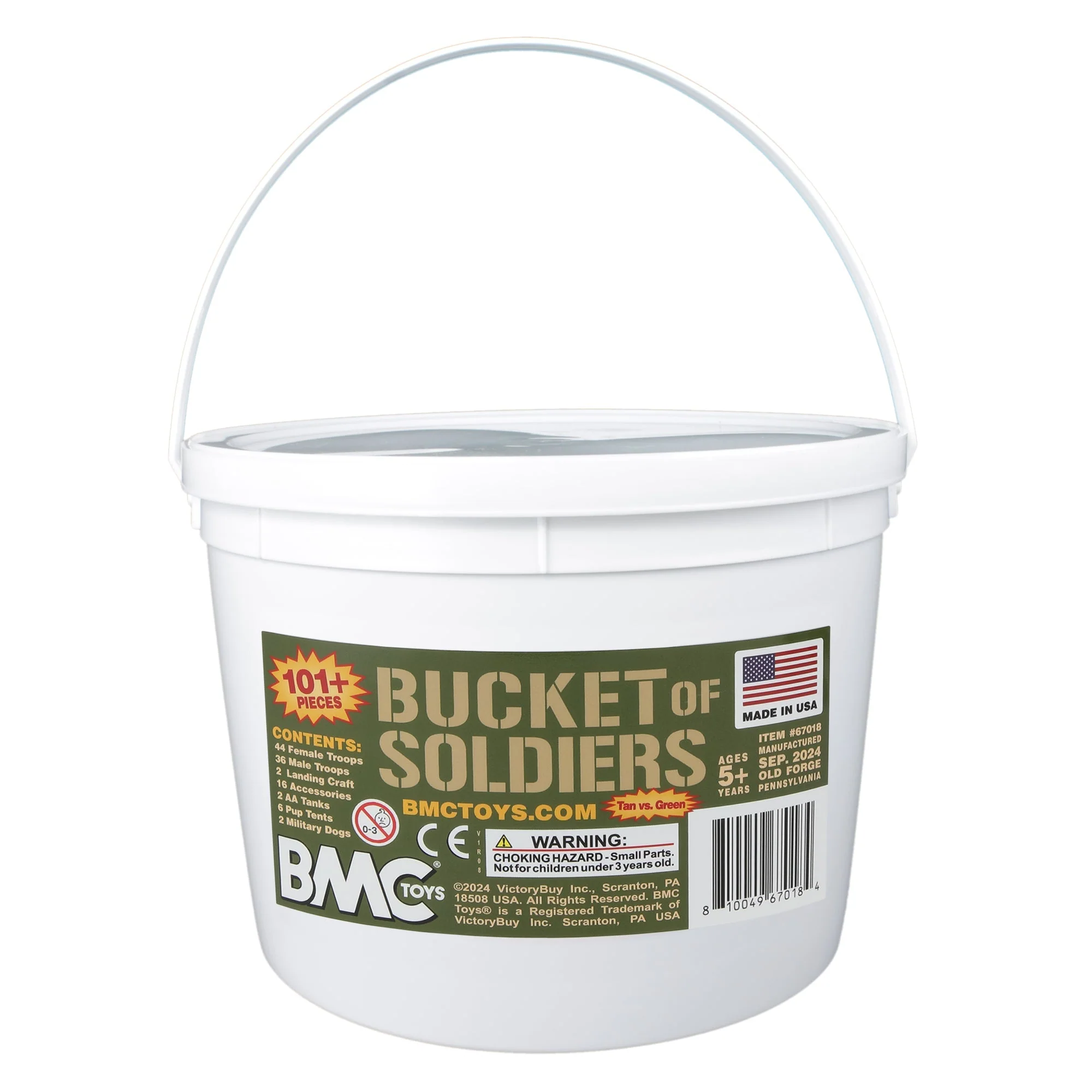 BMC Bucket of Plastic Army People - Tan vs Green 101pc Soldier Playset - US Made - Image 8