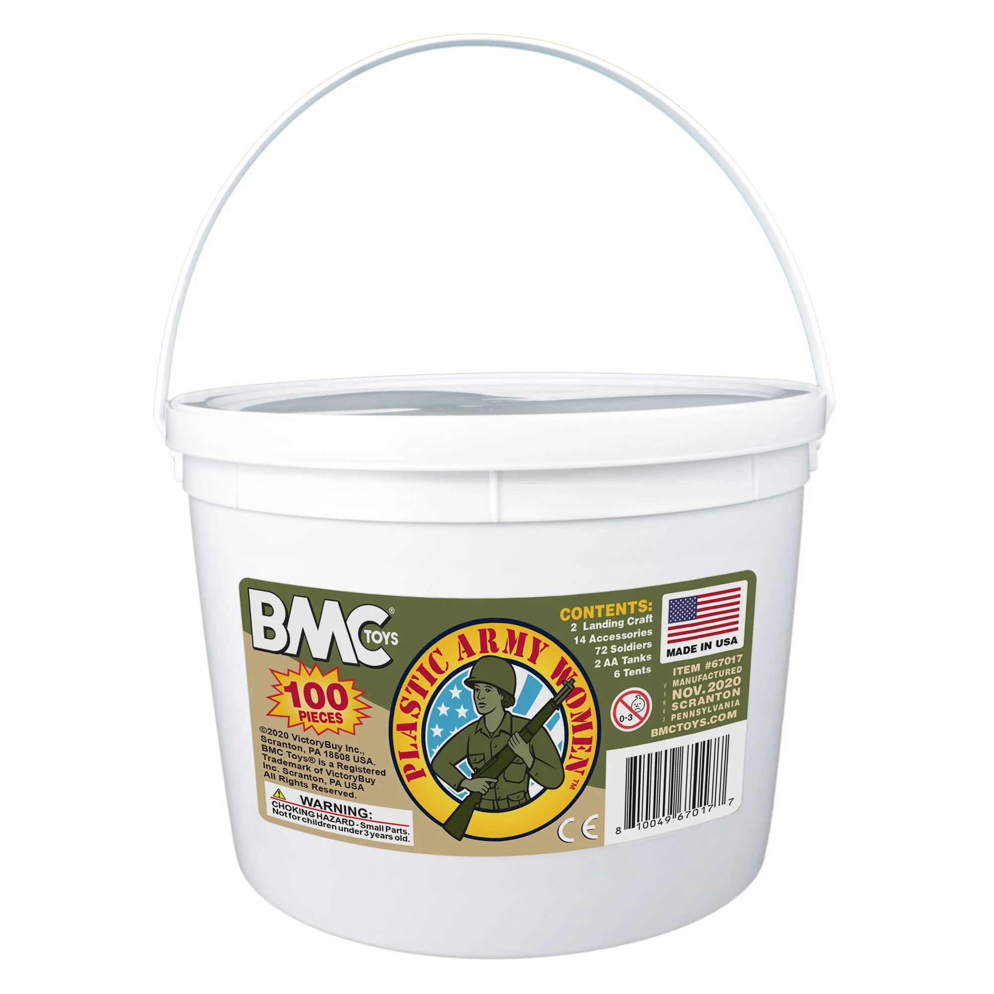 BMC Bucket of Plastic Army Women - Tan vs Green 100pc Soldier Playset - US Made - Image 18