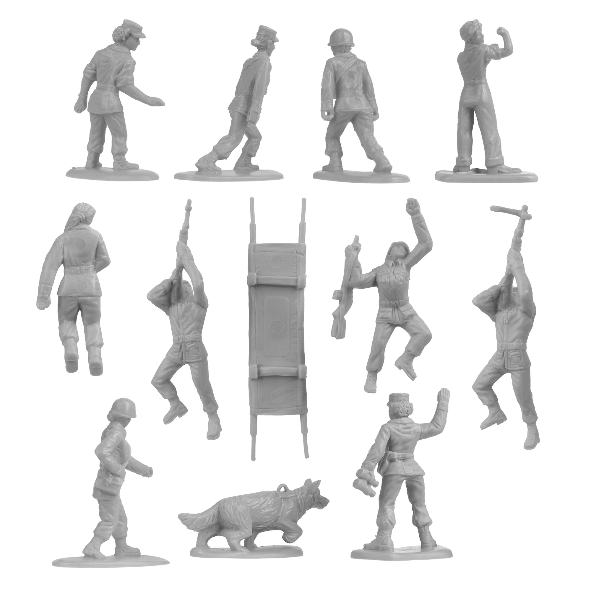 BMC Plastic Army Women - Gray 36pc Female Soldier Figures - Made in USA - Image 5