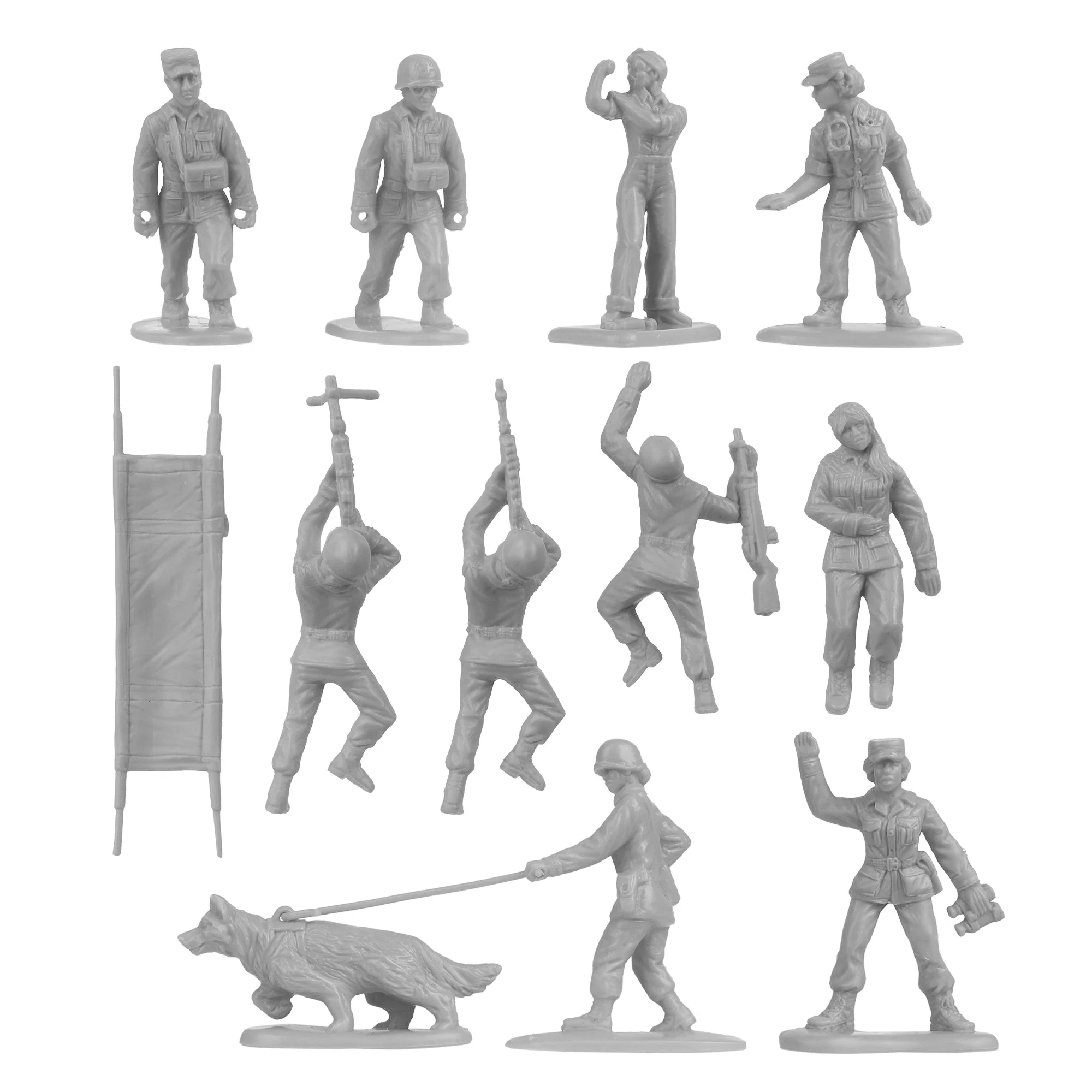 BMC Plastic Army Women - Gray 36pc Female Soldier Figures - Made in USA - Image 7