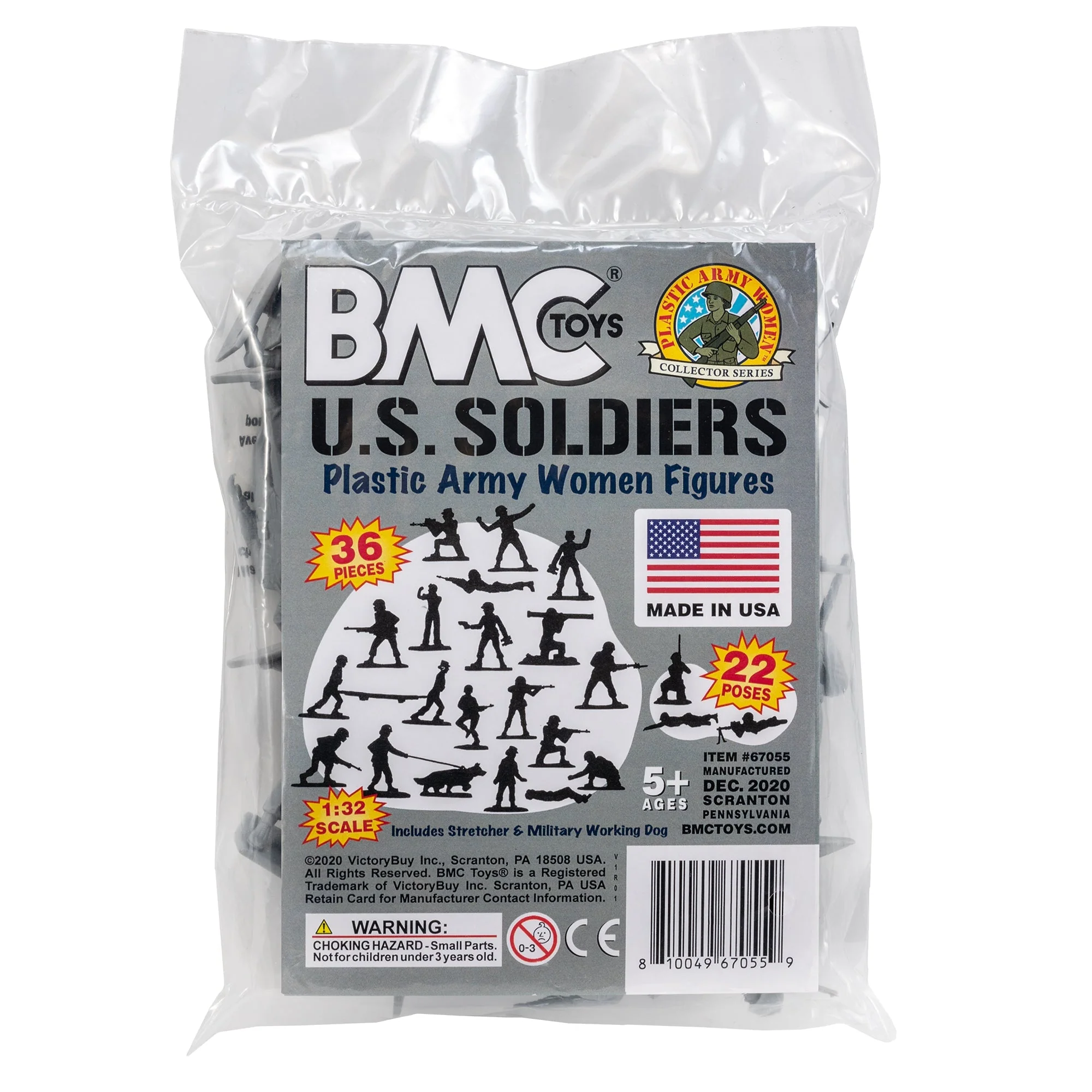 BMC Plastic Army Women - Gray 36pc Female Soldier Figures - Made in USA - Image 8