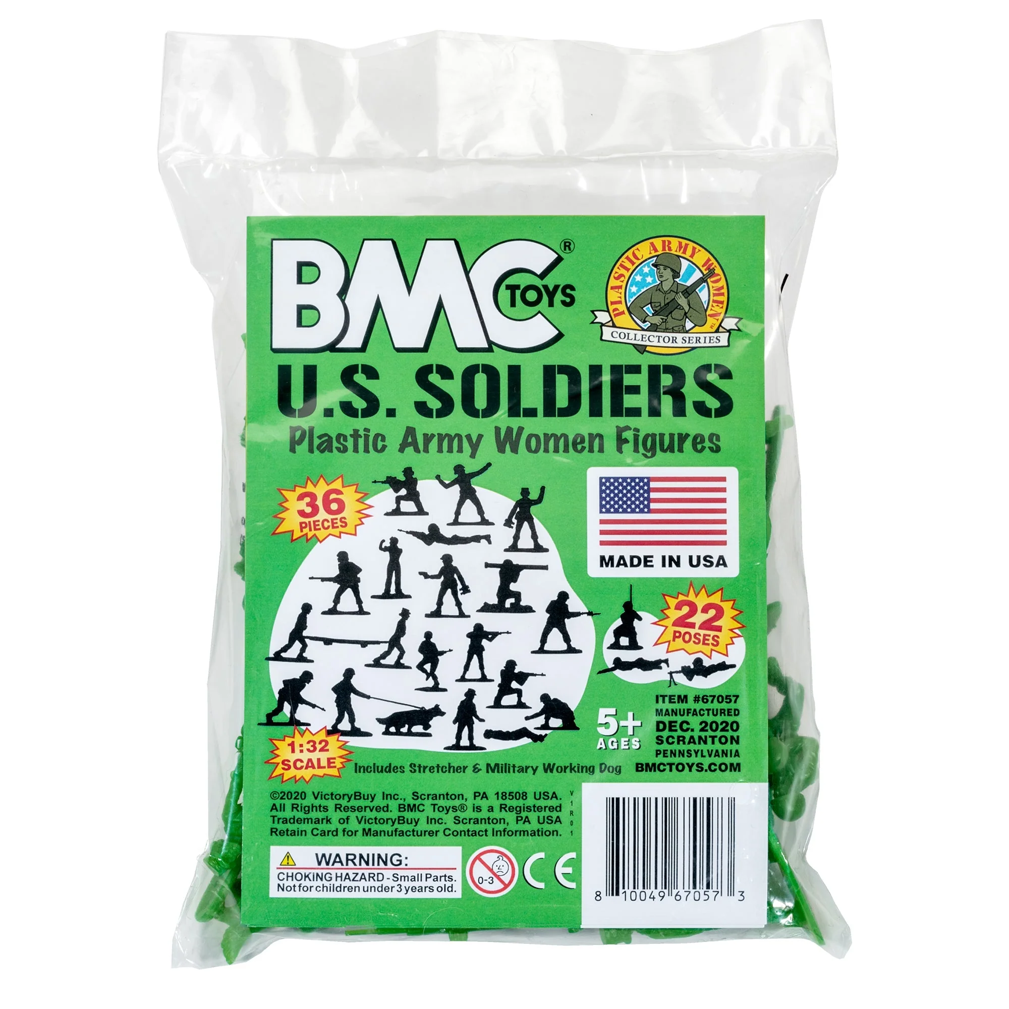 BMC Plastic Army Women - Green 36pc Female Soldier Figures - Made in USA - Image 8