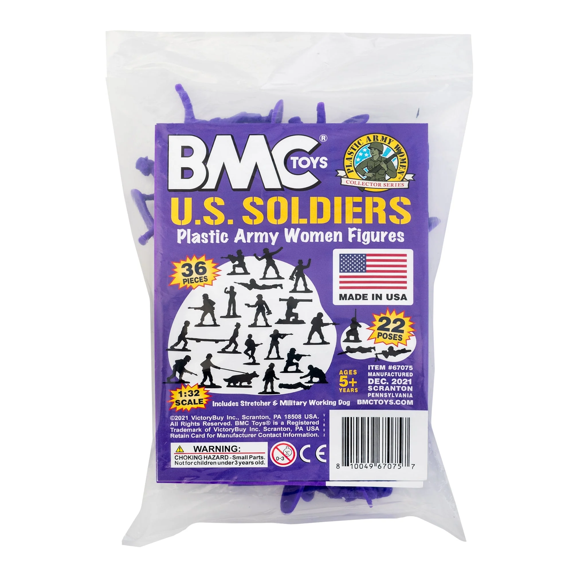 BMC Plastic Army Women - Purple 36pc Female Soldier Figures - Made in USA - Image 8