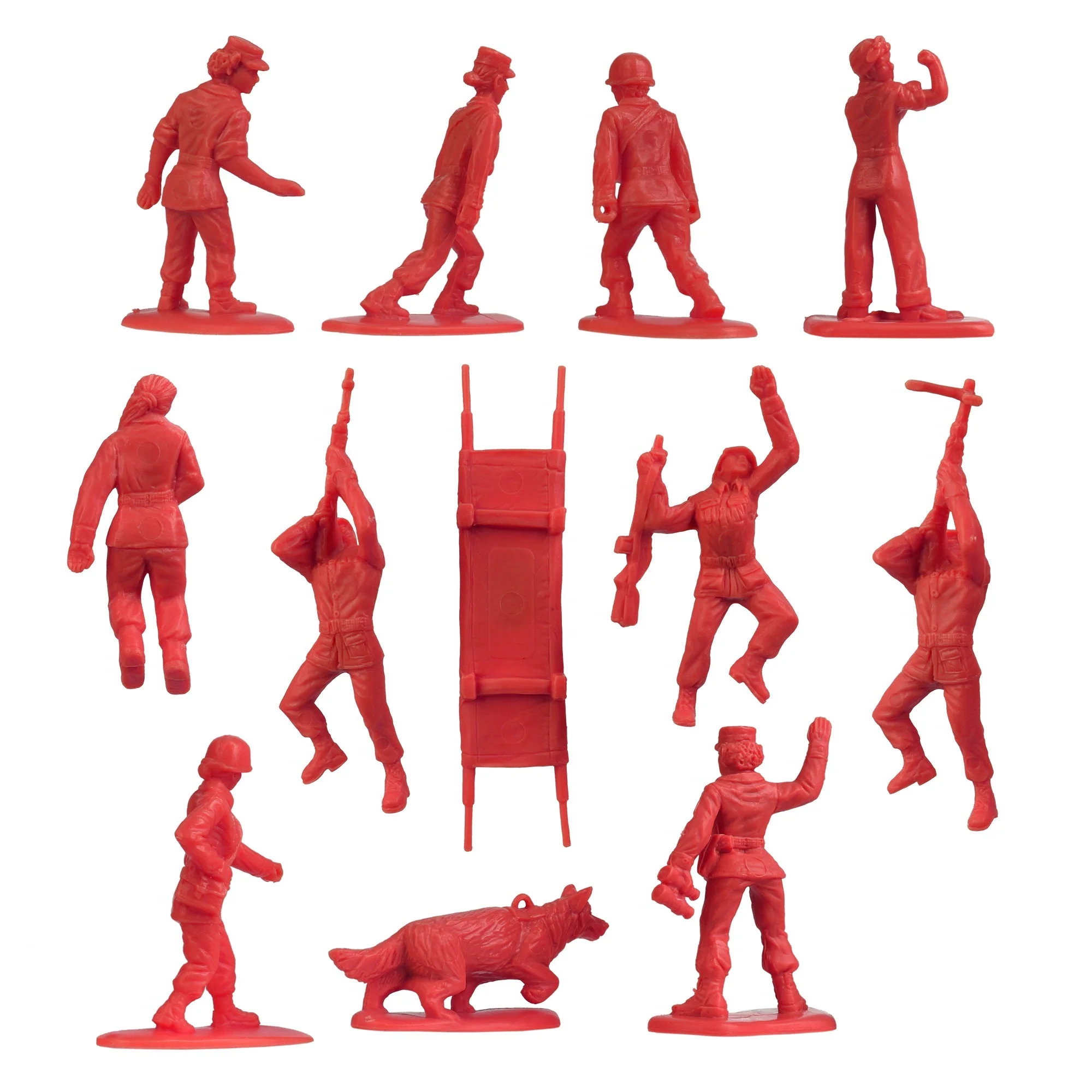 BMC Plastic Army Women - Red 36pc Female Soldier Figures - Made in USA - Image 4