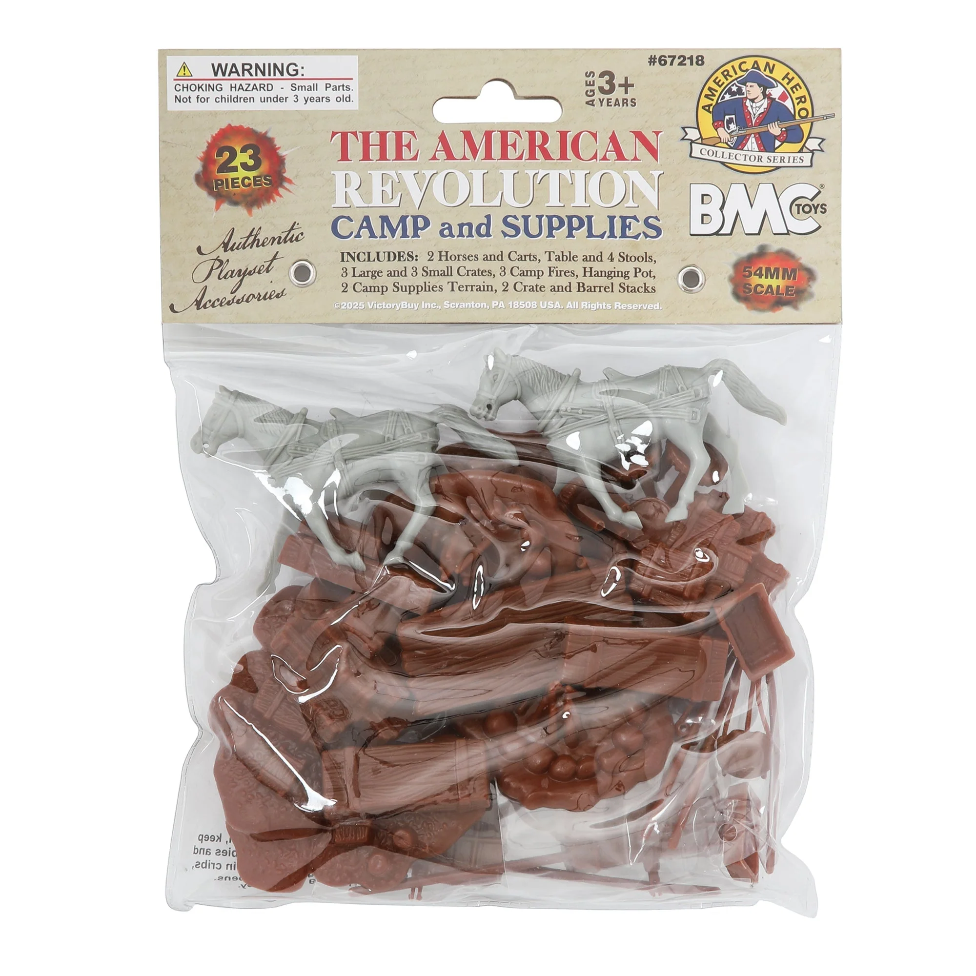 BMC Revolutionary War Camp & Supplies - 23pc Plastic Soldier Playset Accessories - Image 5