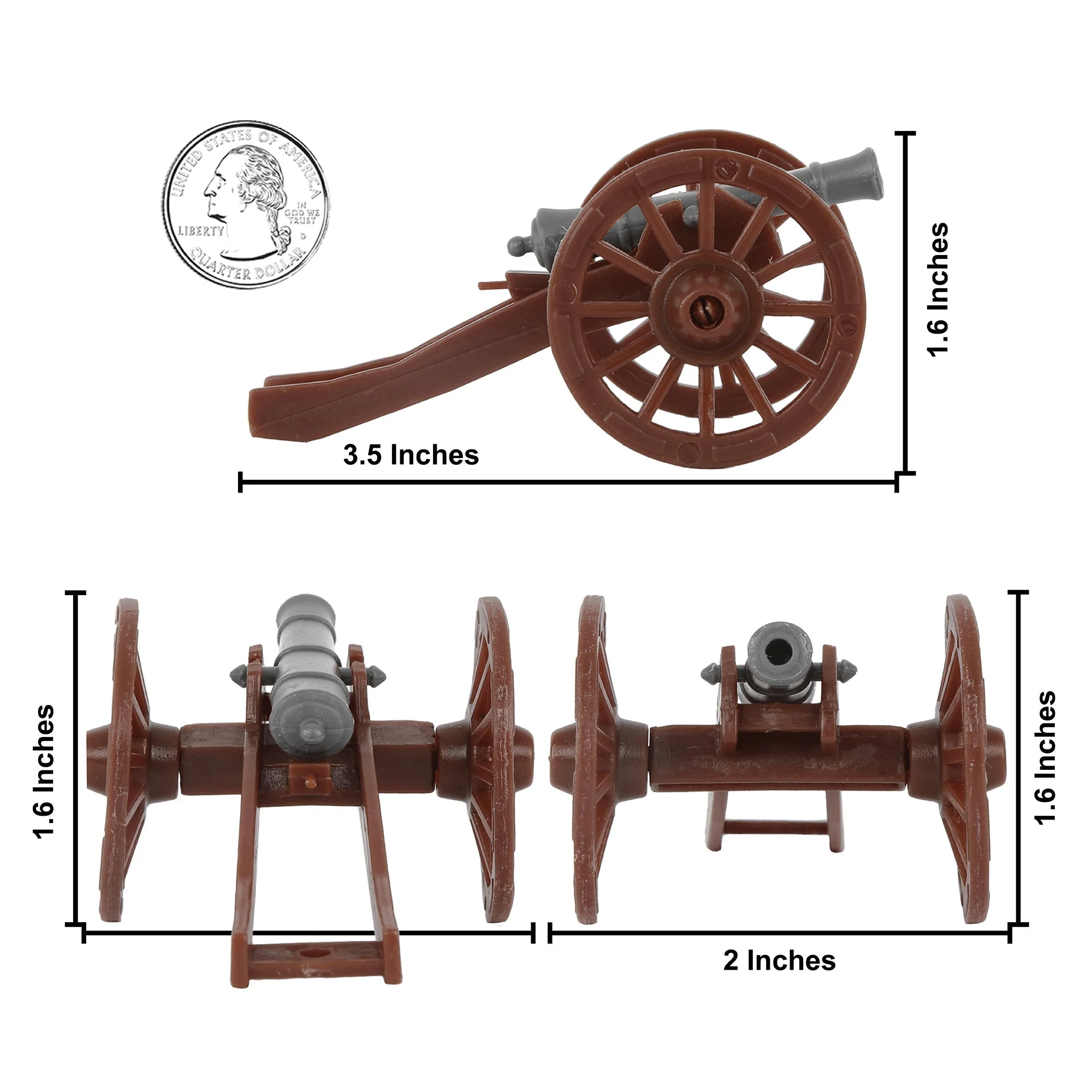 BMC Revolutionary War Cannon & Mortar - Miniature 6pc Plastic Soldiers Accessory - Image 2