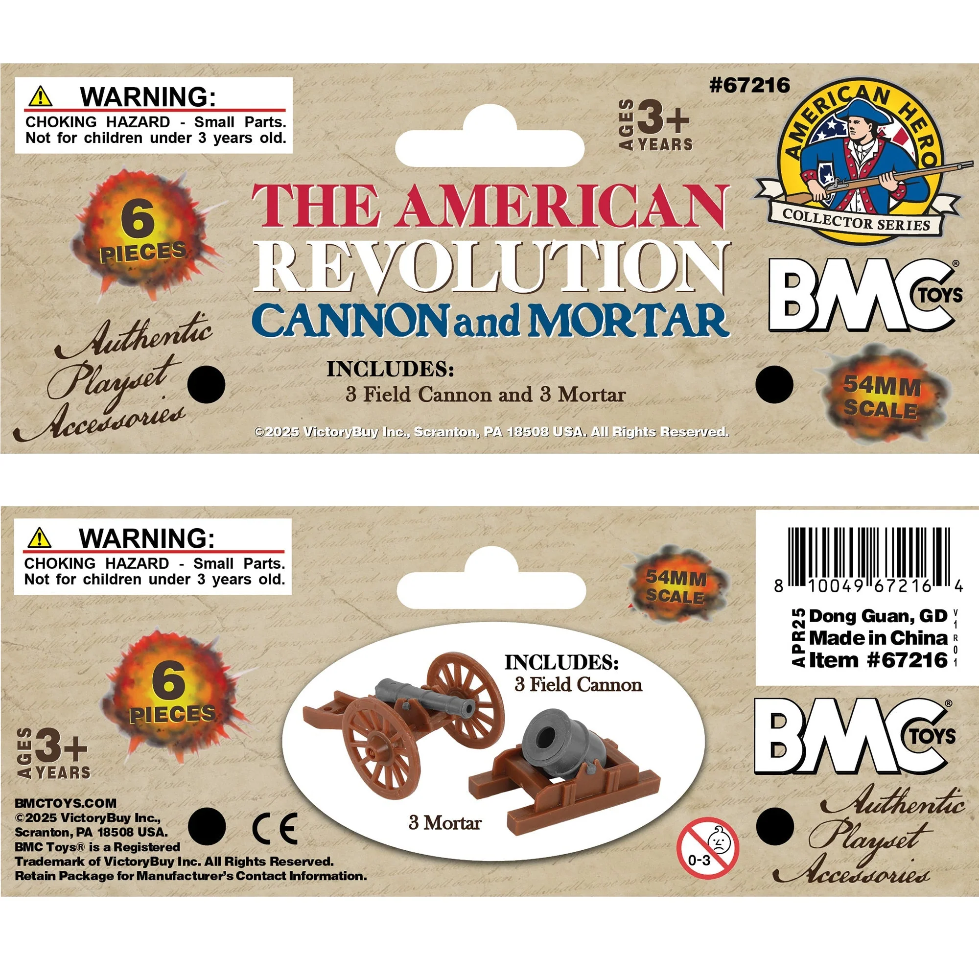 BMC Revolutionary War Cannon & Mortar - Miniature 6pc Plastic Soldiers Accessory - Image 6