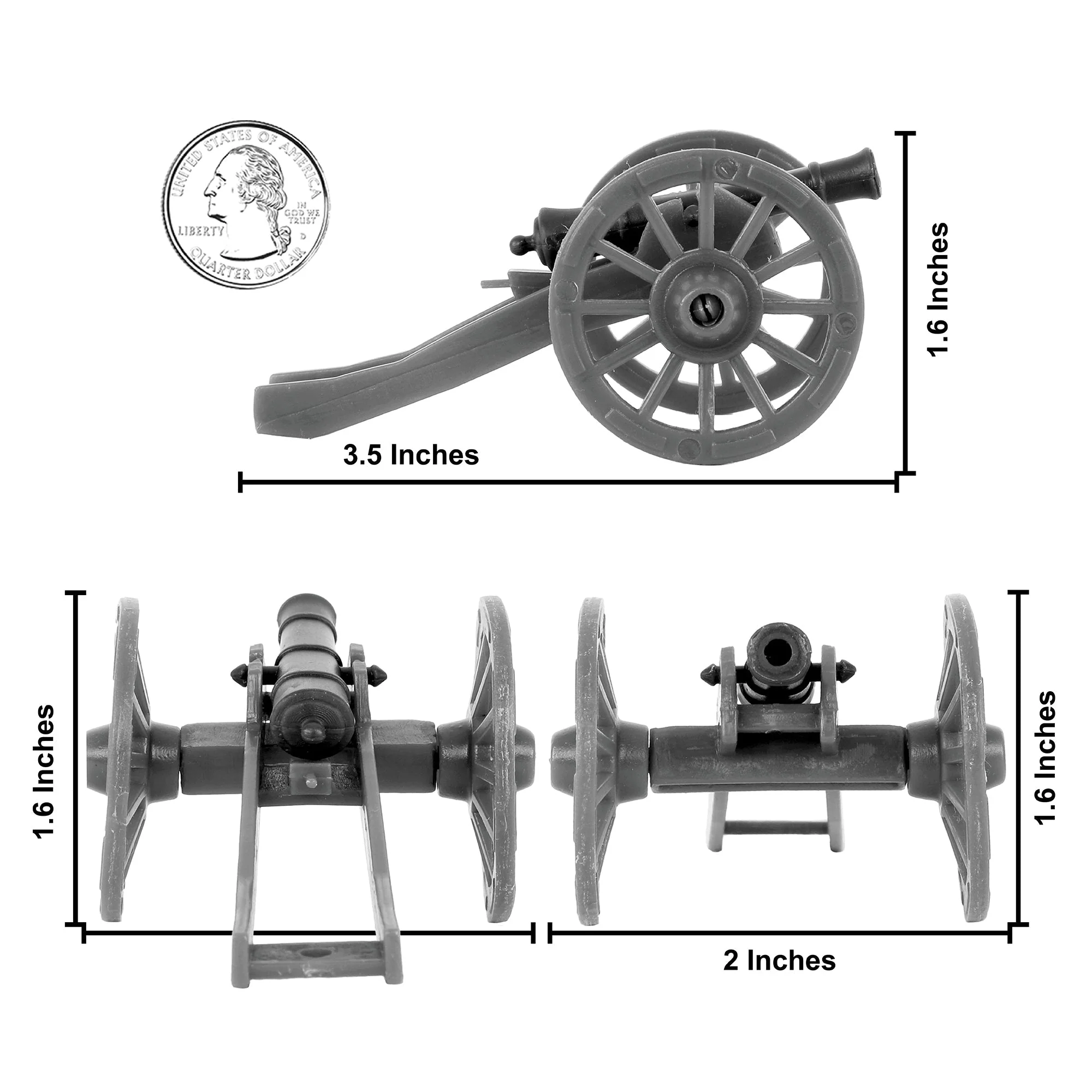 BMC Revolutionary War Cannon & Mortar - Miniature 6pc Plastic Soldiers Accessory - Image 2