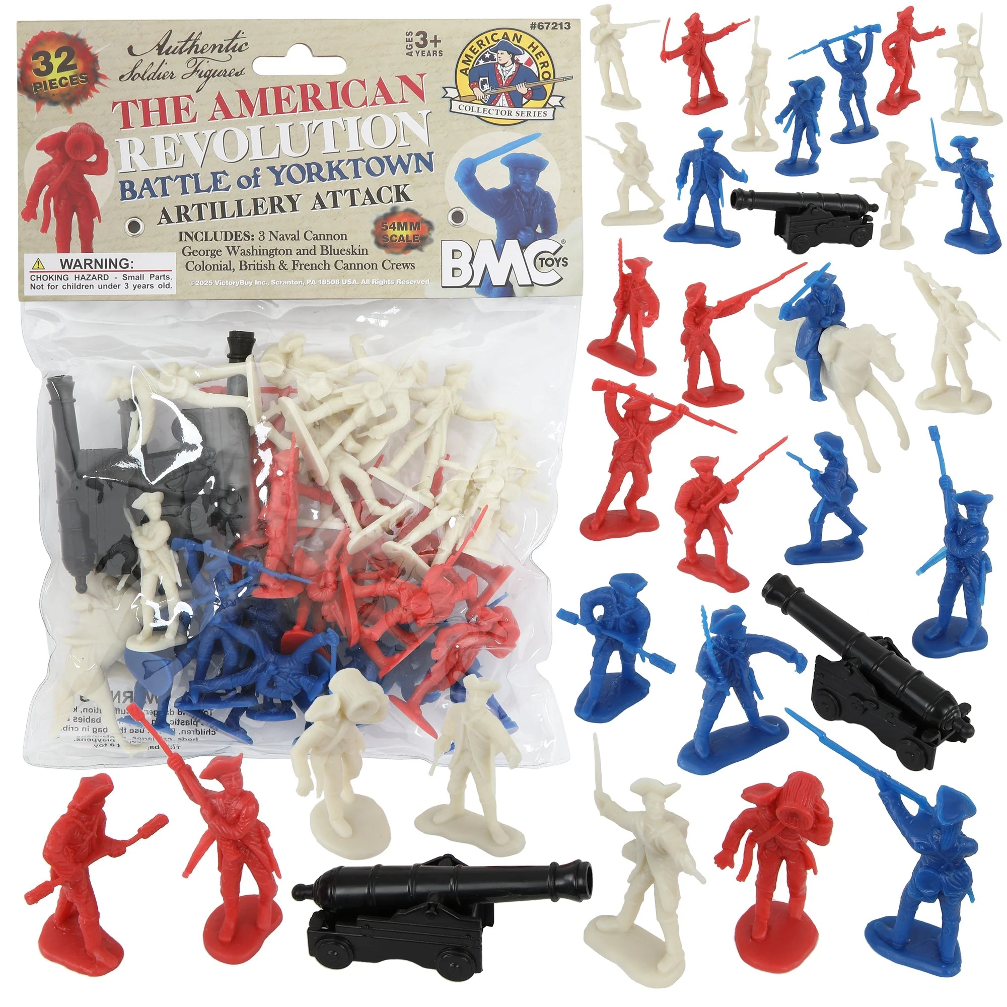 BMC Revolutionary War Yorktown Artillery Crews - 32pc Plastic Soldiers & Cannon