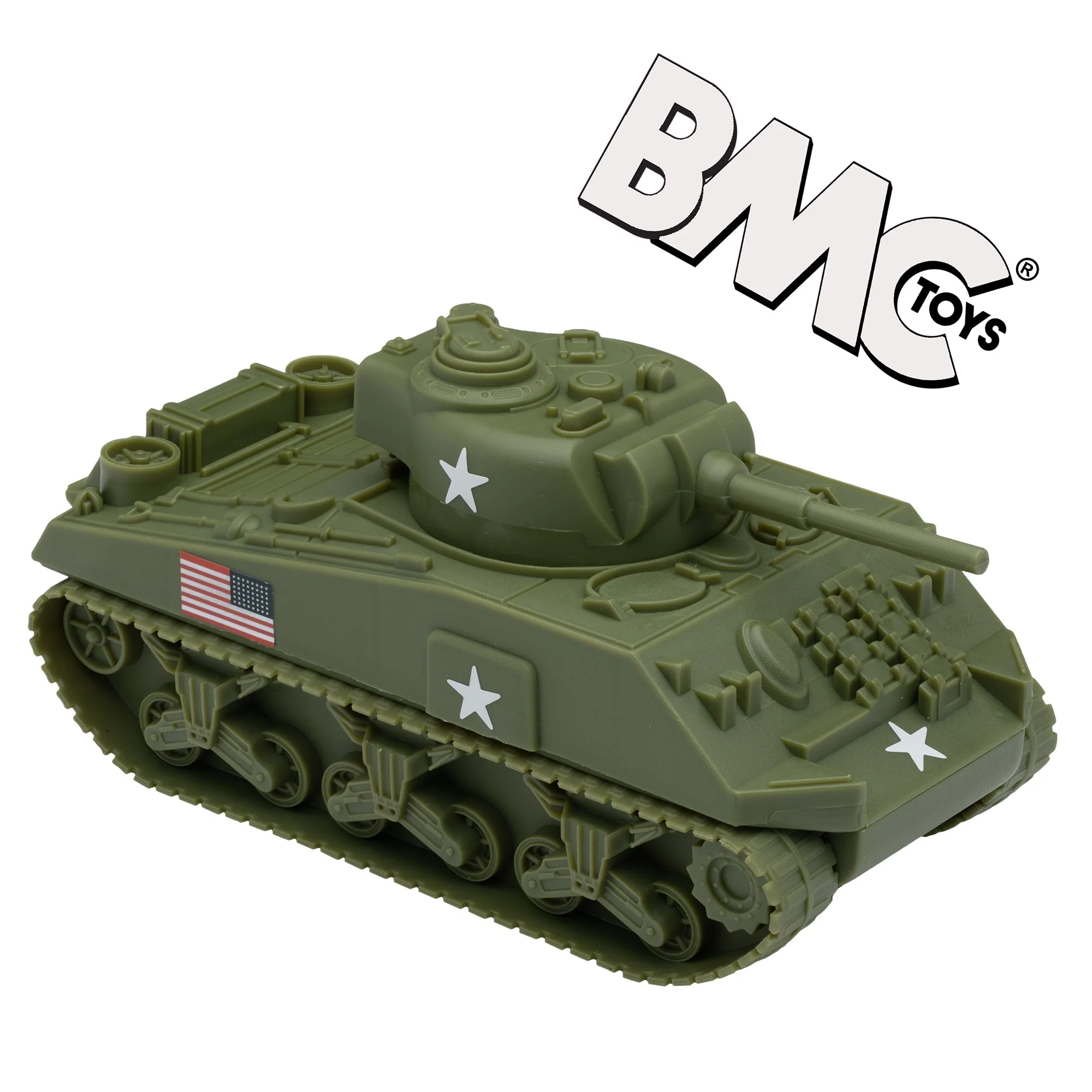BMC WW2 Sherman M4 Tank - OD Green 1:32 Military Vehicle for Plastic Army Men - Image 8