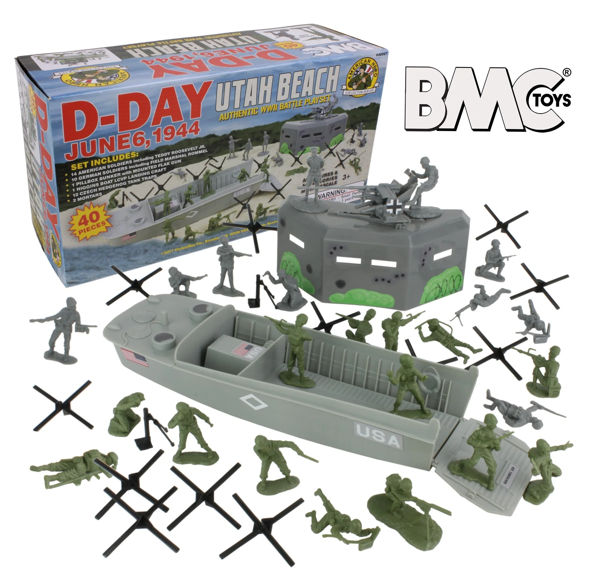 BMC WW2 D-Day Plastic Army Men - Utah Beach 40pc Soldier Figures Playset - Image 14