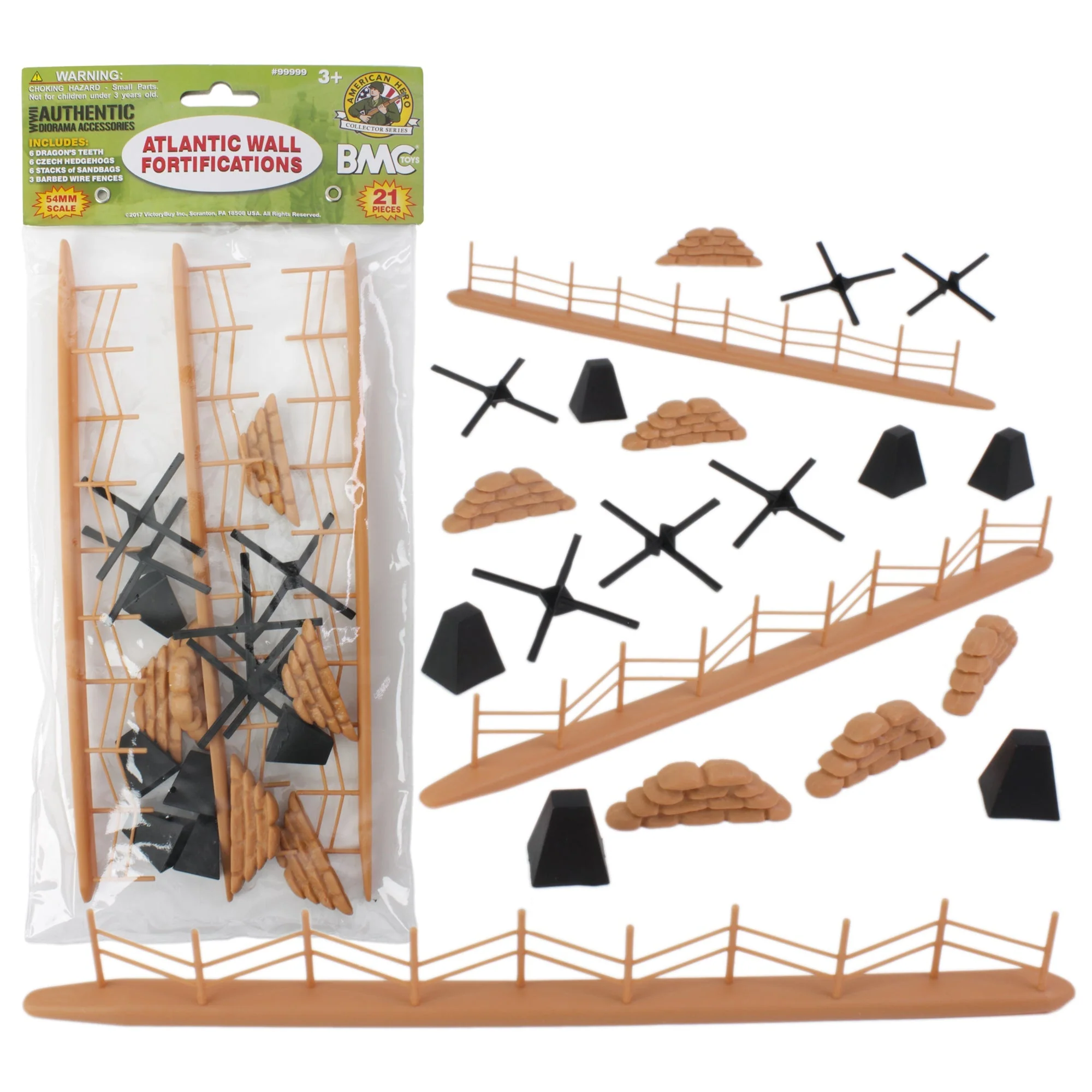 BMC WW2 Atlantic Wall Fortifications - 21pc Plastic Army Men Accessories