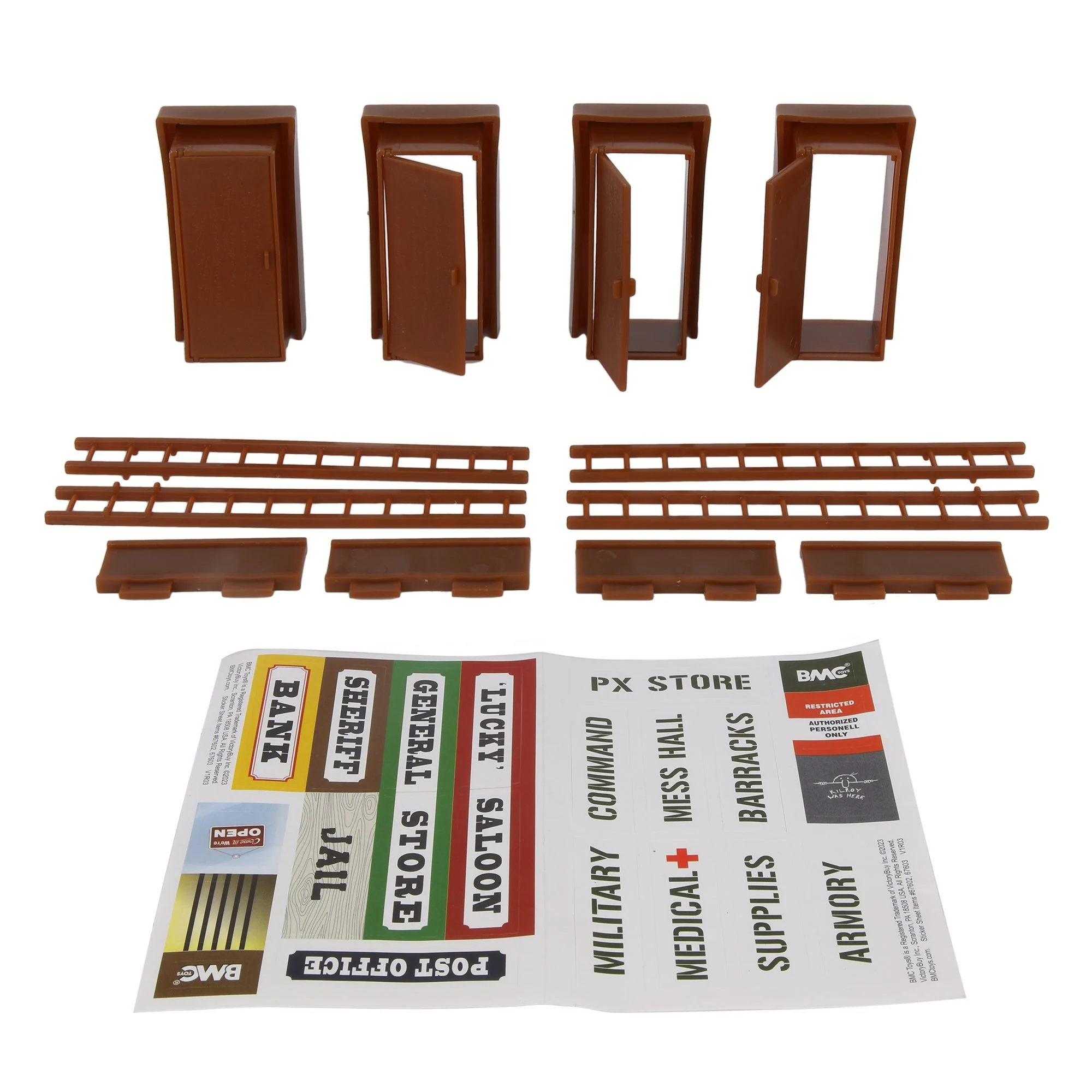 BMC WW2 Bunker Doors - Brown Plastic Army Men Blockhouse Building Accessories