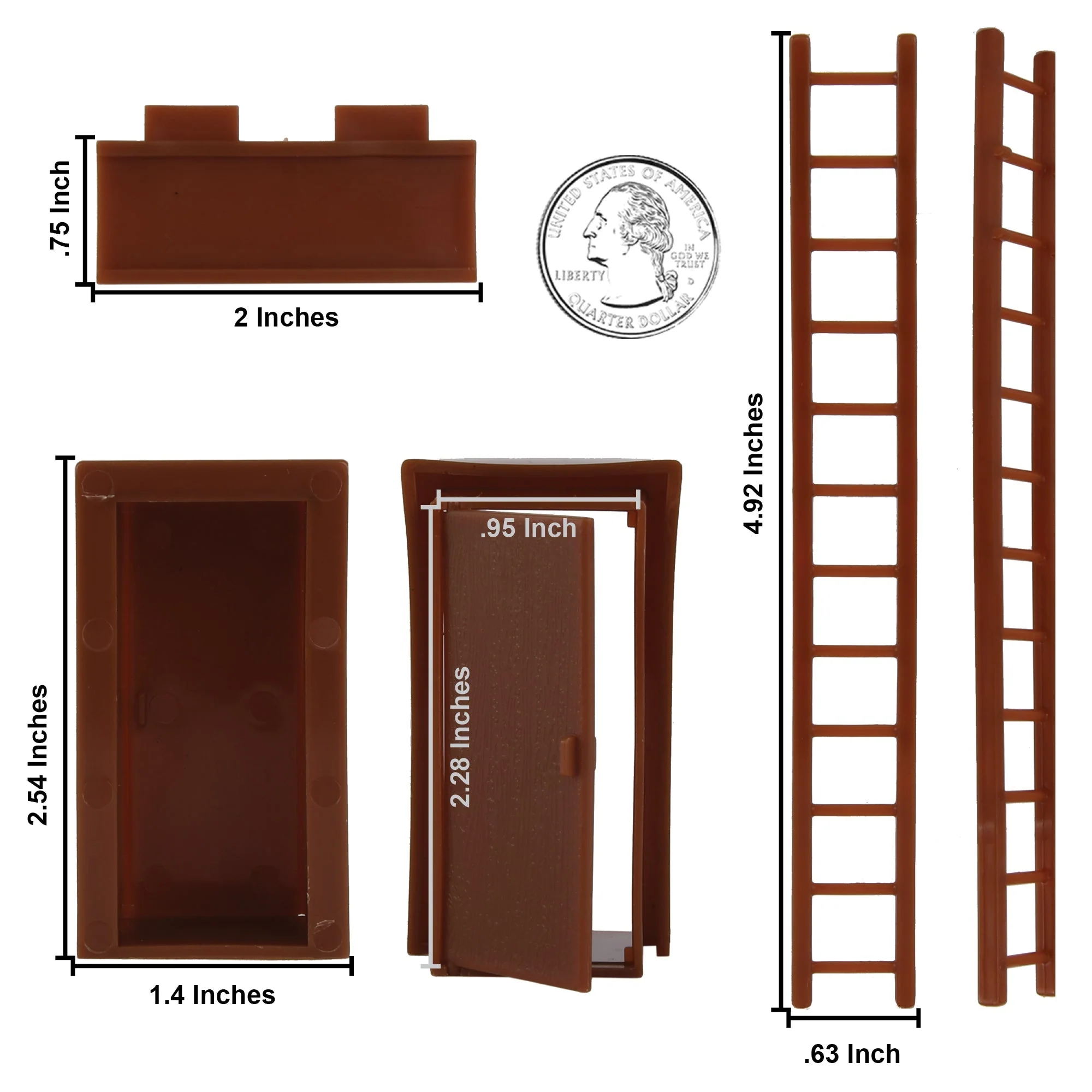 BMC WW2 Bunker Doors - Brown Plastic Army Men Blockhouse Building Accessories - Image 2