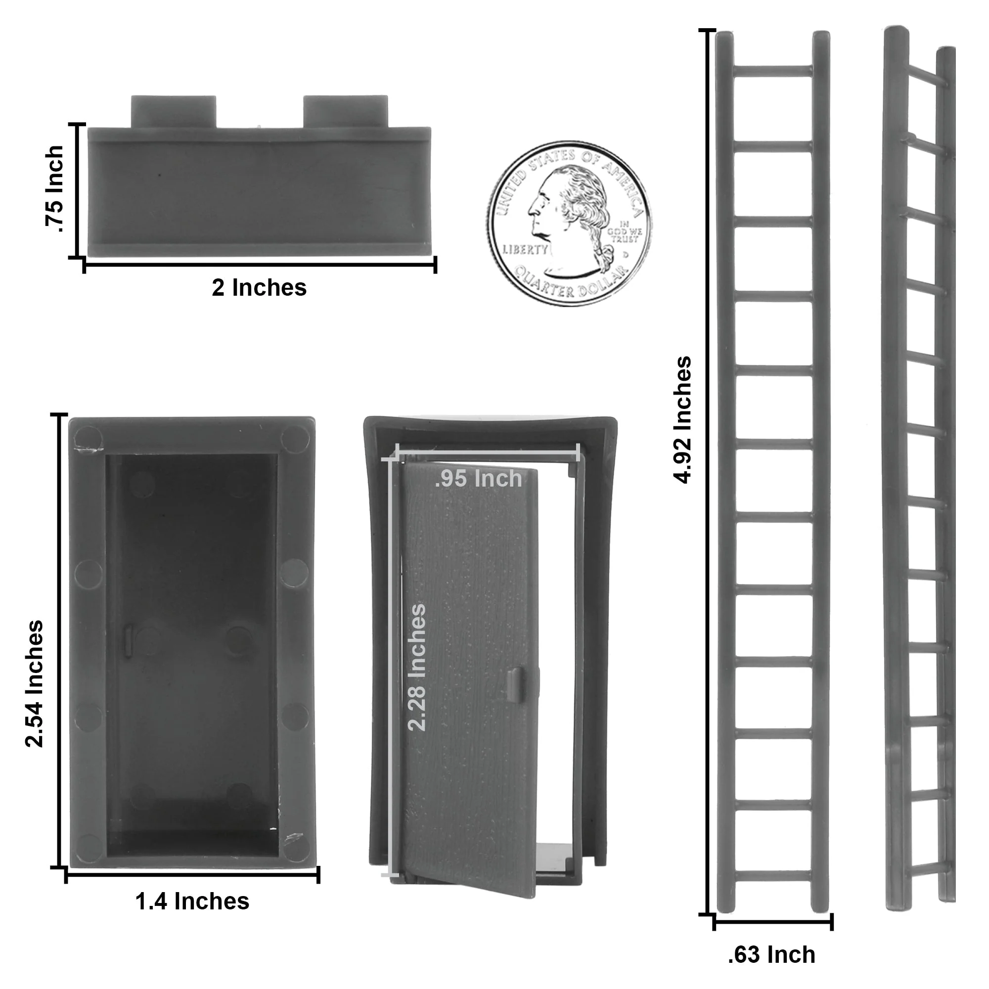 BMC WW2 Bunker Doors - Gray Plastic Army Men Blockhouse Building Accessories - Image 2